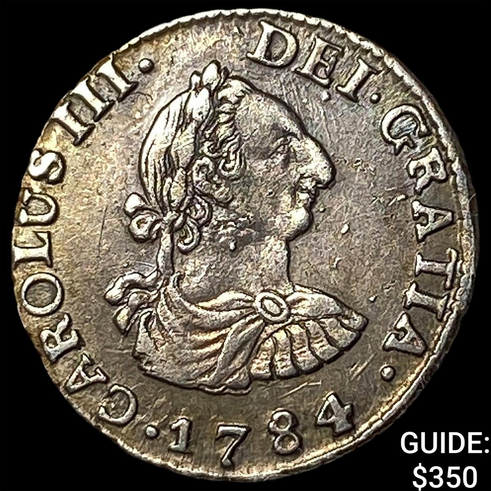 1784-PR Bolivia Charles III Silver 1/2 Real: 1784-PR Bolivia Charles III Silver 1/2 Real