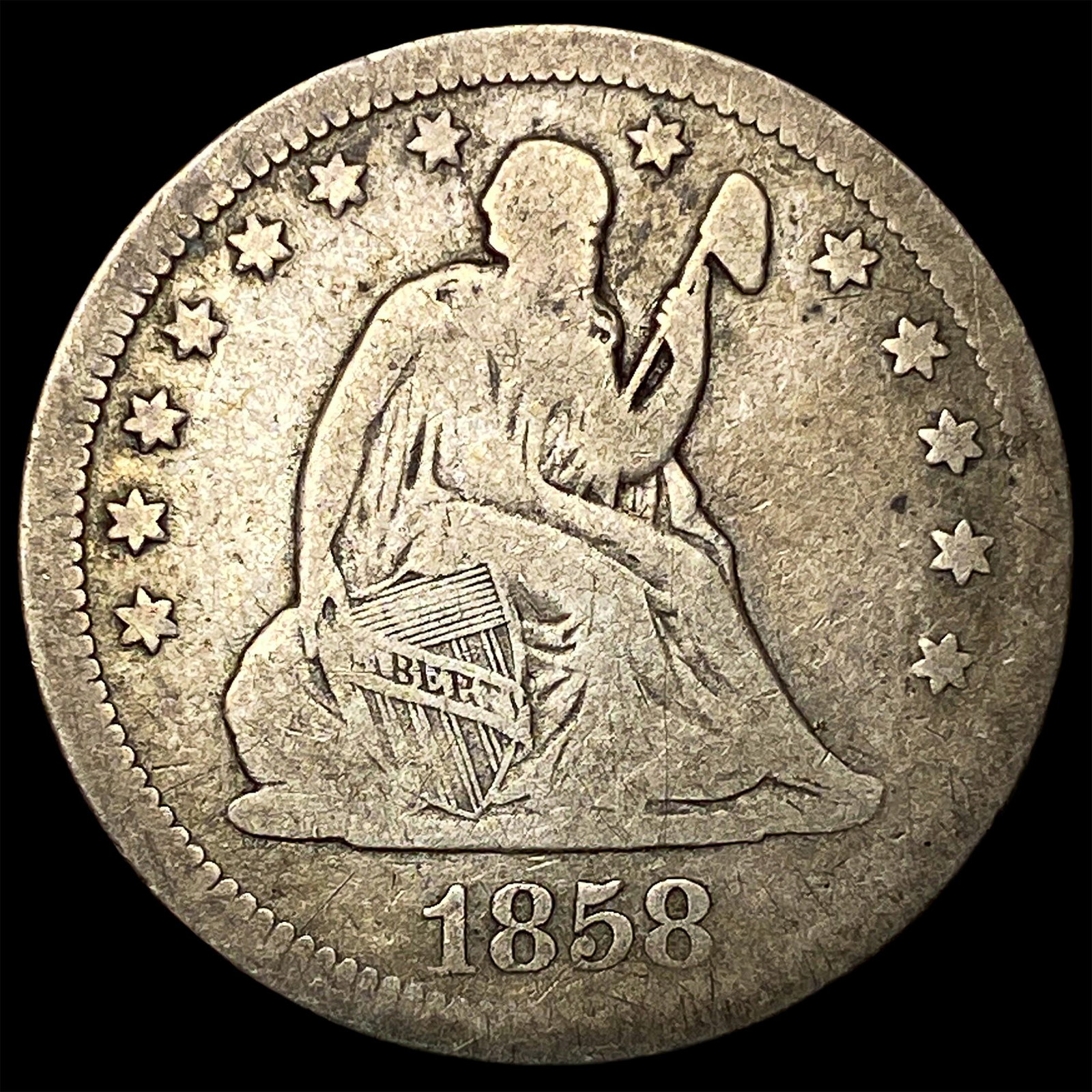 1858 Seated Liberty Quarter LIGHTLY CIRCULATED: 1858 Seated Liberty Quarter LIGHTLY CIRCULATED