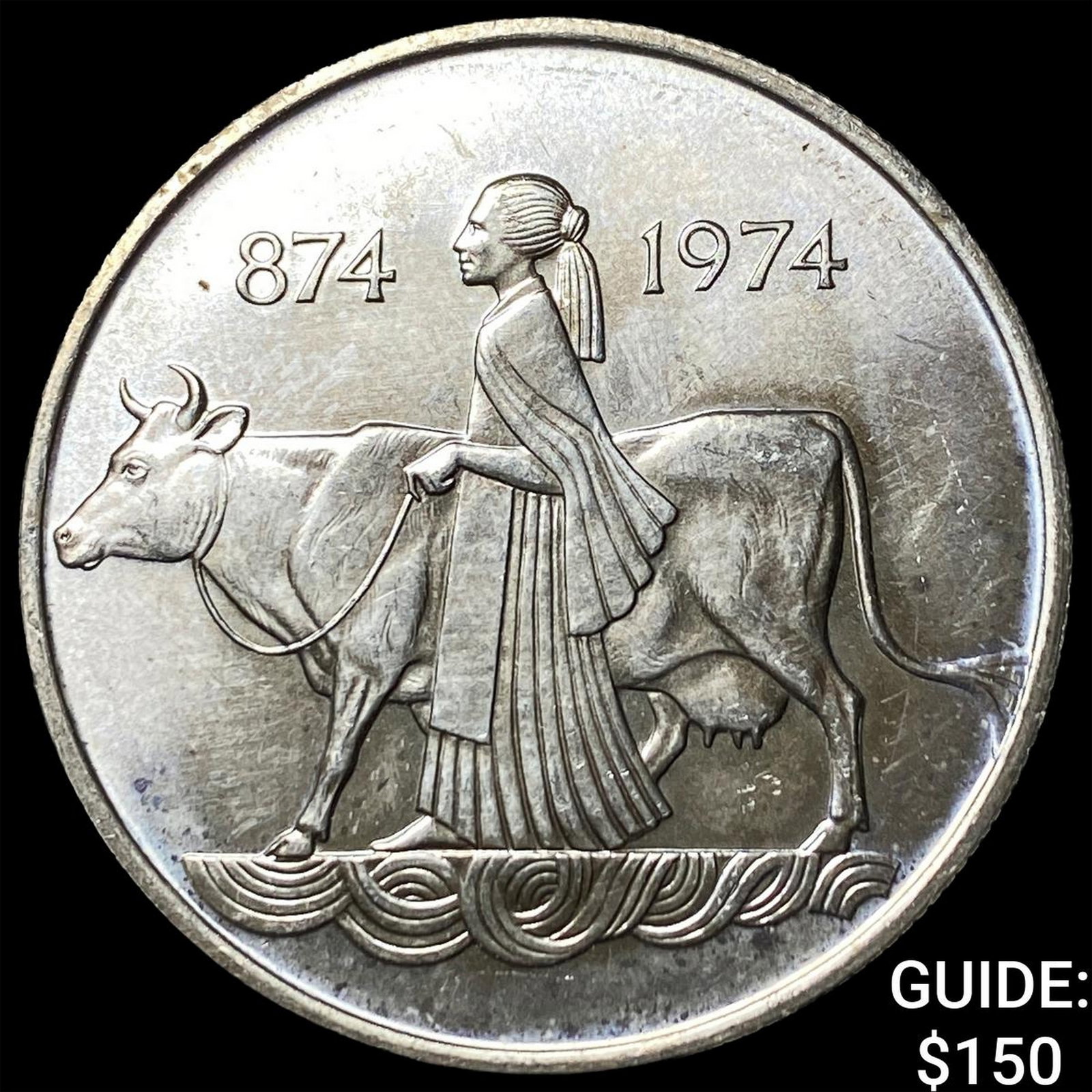 1974 Iceland Silver 500 Kronur-1st Settle 100th Ann. (1 of 2)