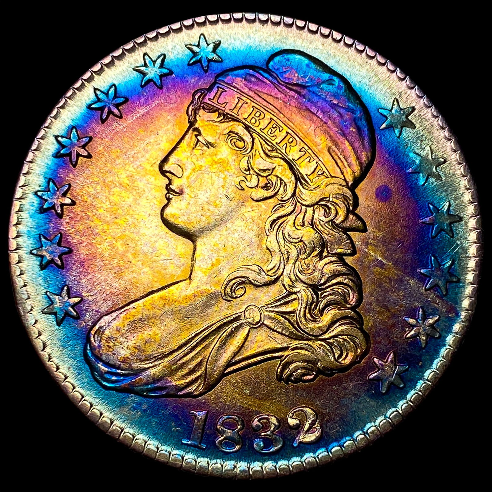 1832 Toned Capped Bust Half Dollar CLOSELY UNCIRCULATED (1 of 2)