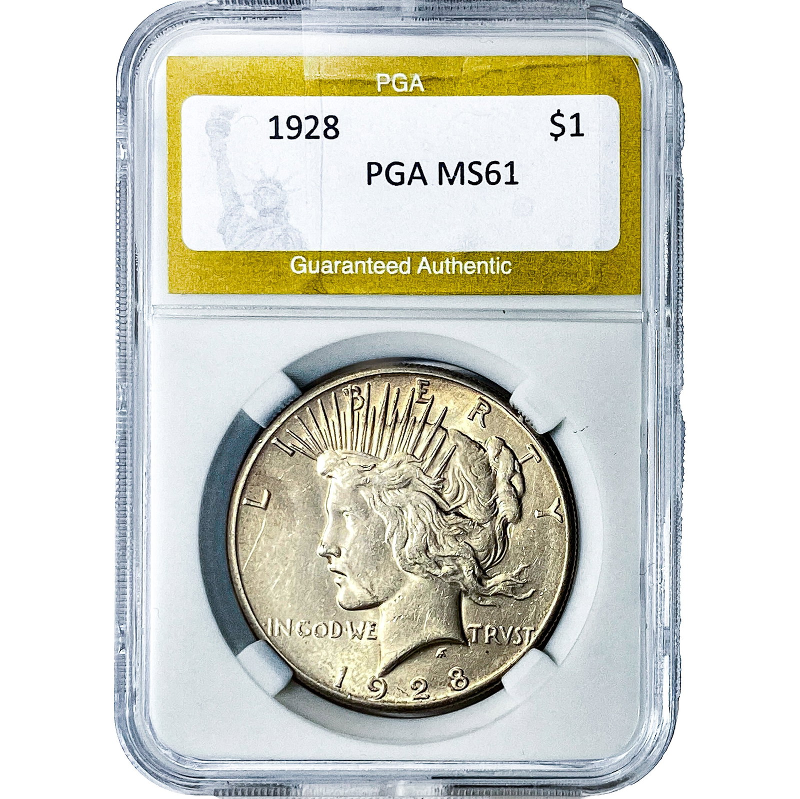 1928 Silver Peace Dollar PGA MS61: 1928 Silver Peace Dollar PGA MS61