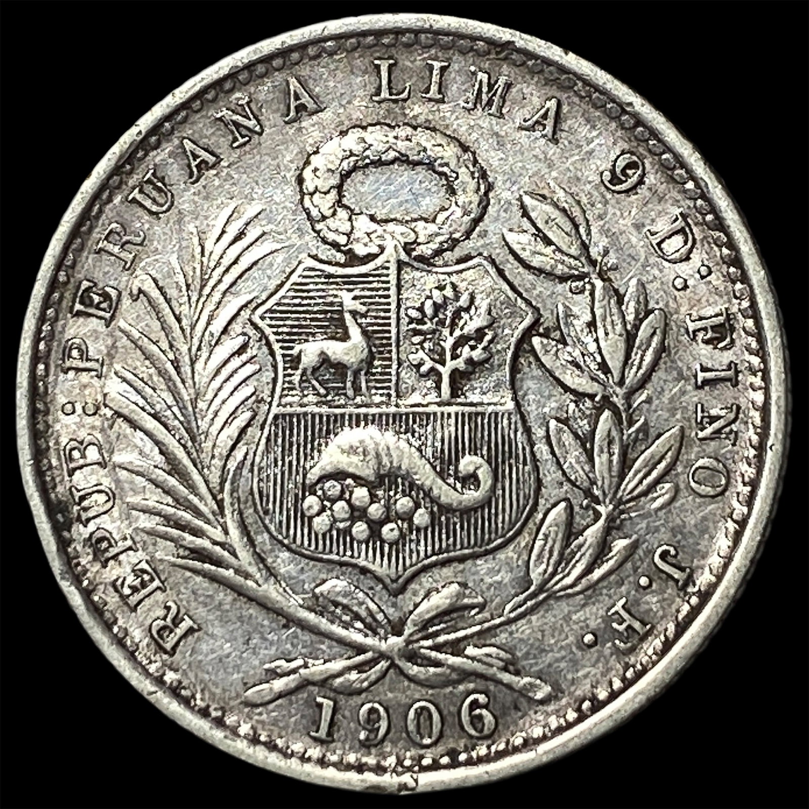 1906 Peru Silver 115 Sol - 2