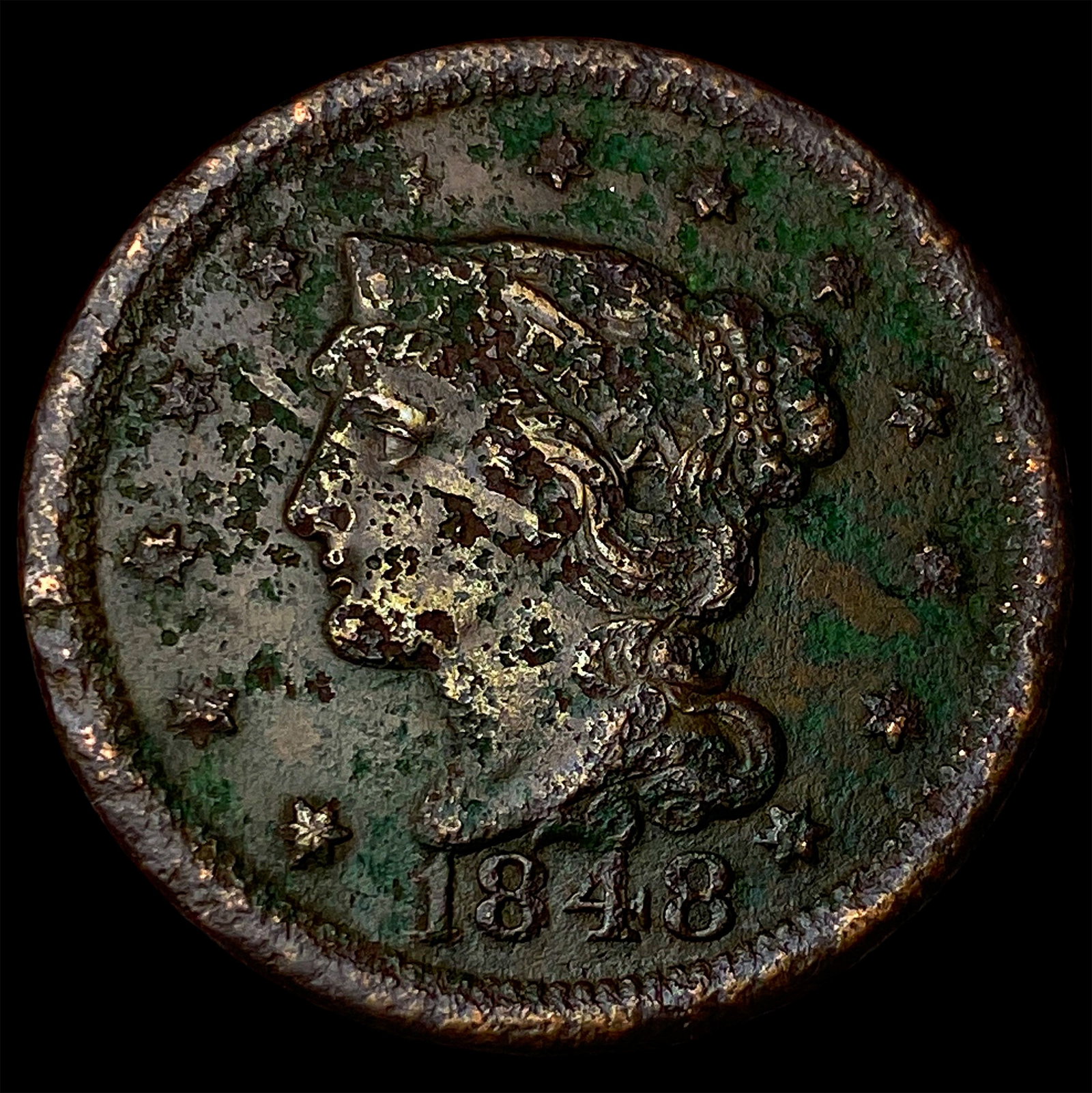 1848 Braided Hair Large Cent HIGH GRADE: 1848 Braided Hair Large Cent HIGH GRADE