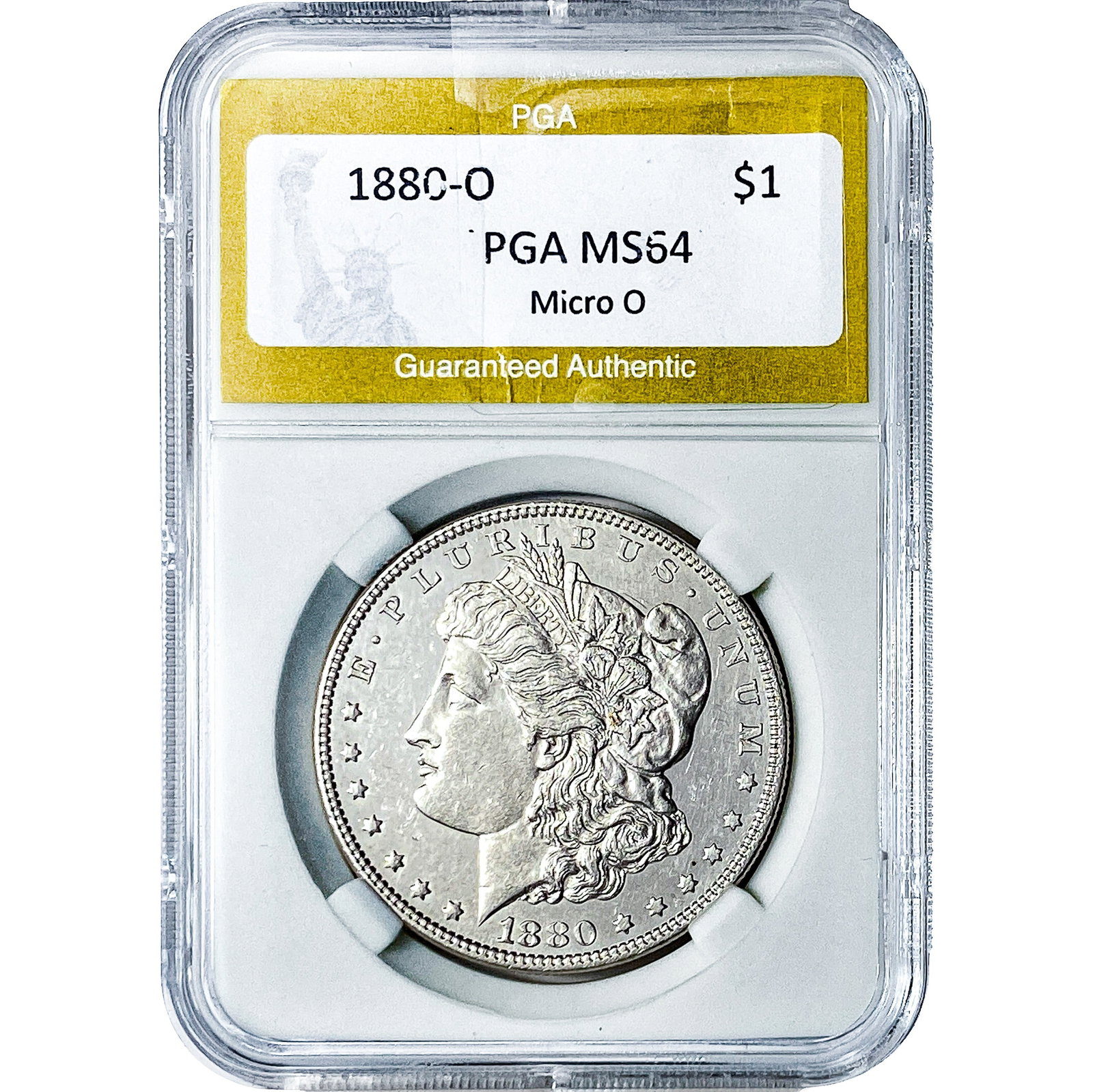1880-O Morgan Silver Dollar PGA MS64 Micro O: 1880-O Morgan Silver Dollar PGA MS64 Micro O