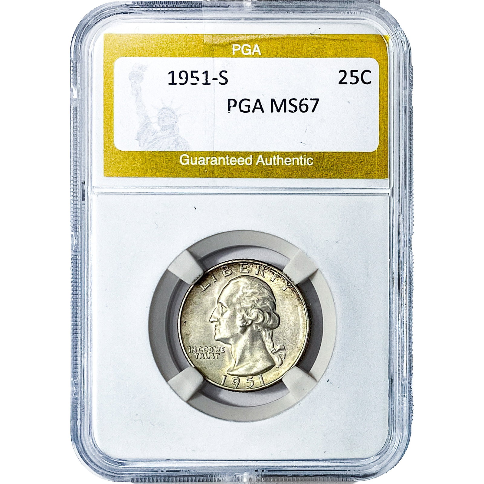 1951-S Walking Liberty Quarter PGA MS67: 1951-S Walking Liberty Quarter PGA MS67