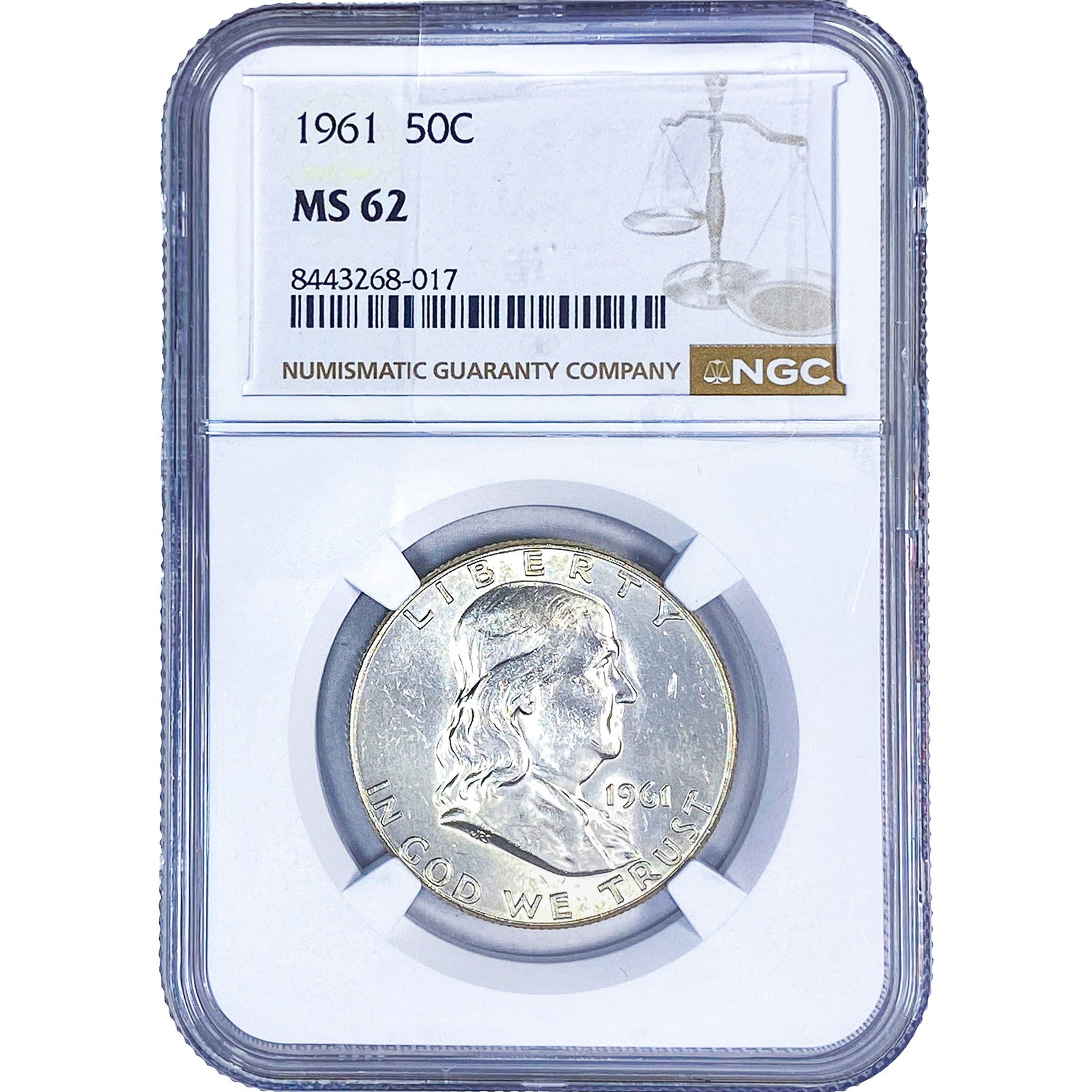 1961 Franklin Half Dollar NGC MS62: 1961 Franklin Half Dollar NGC MS62
