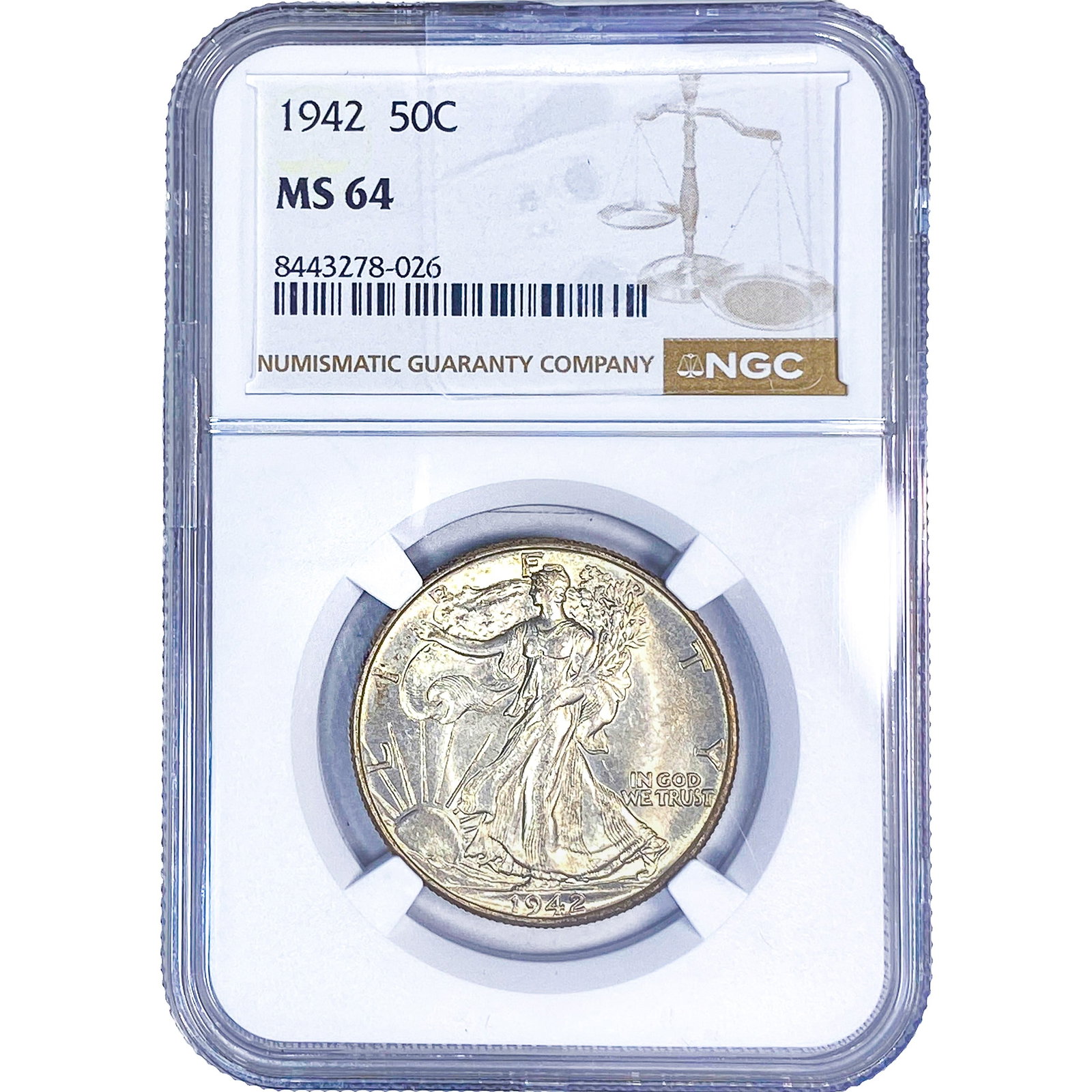 1942 Walking Liberty Half Dollar NGC MS64: 1942 Walking Liberty Half Dollar NGC MS64