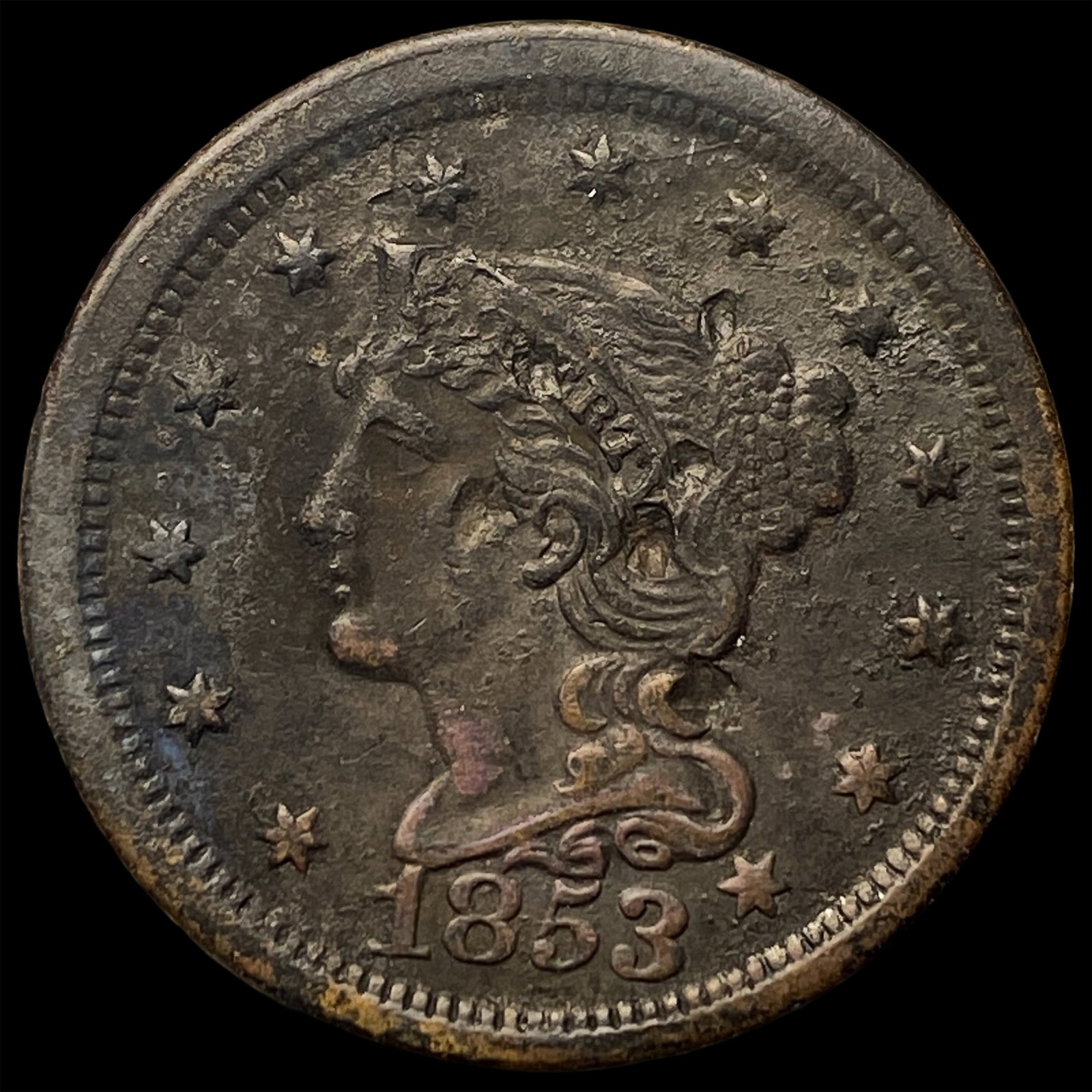 1853 Braided Hair Large Cent HIGH GRADE: 1853 Braided Hair Large Cent HIGH GRADE