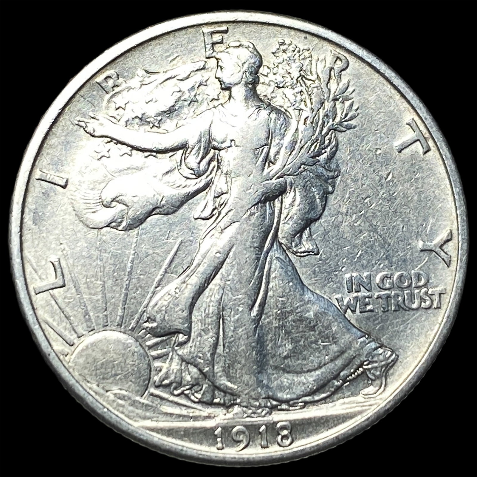 1918 Silver Walking Liberty Half Dollar NEARLY UNCIRCULATED: 1918 Silver Walking Liberty Half Dollar NEARLY UNCIRCULATED