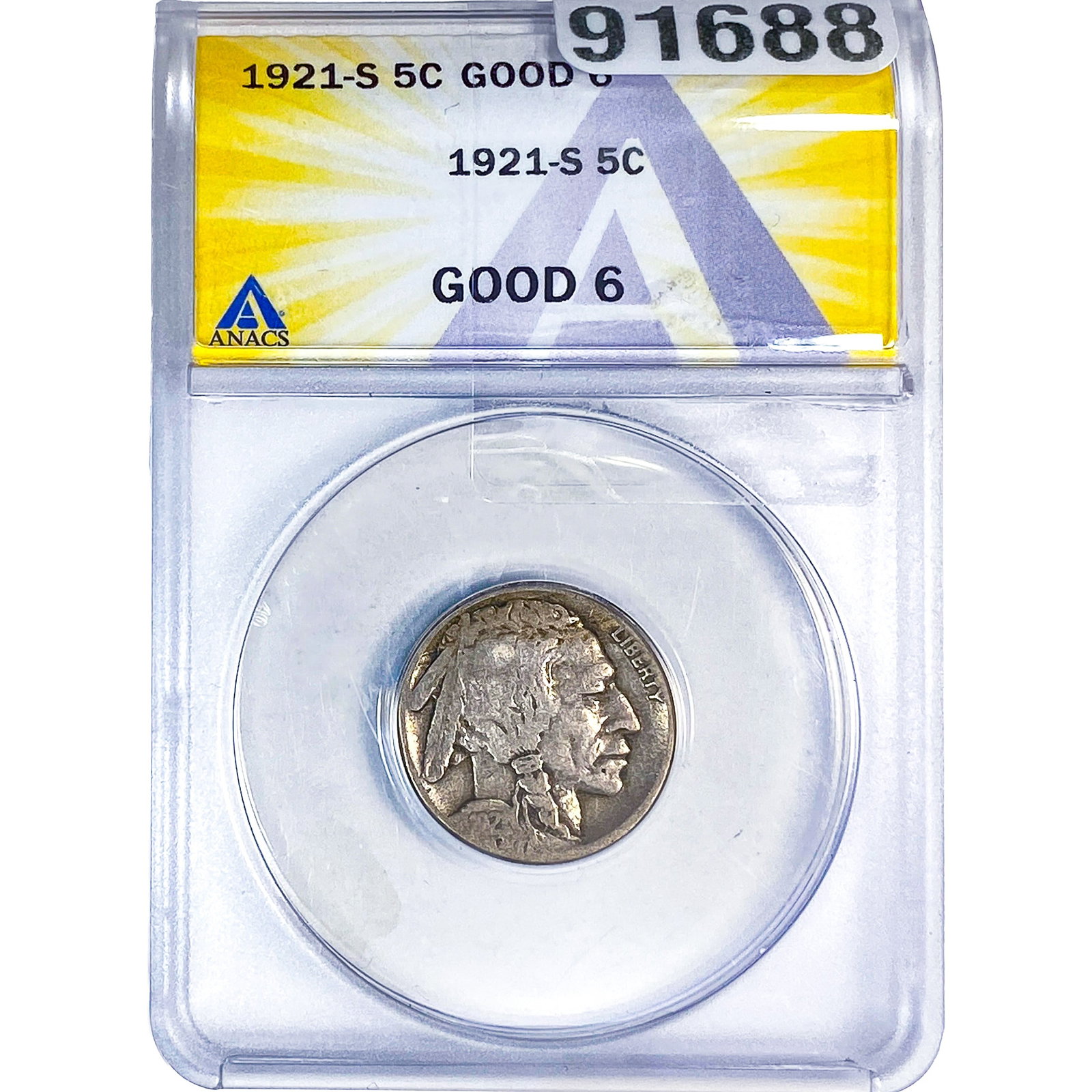 1921-S Buffalo Nickel ANACS G6: 1921-S Buffalo Nickel ANACS G6