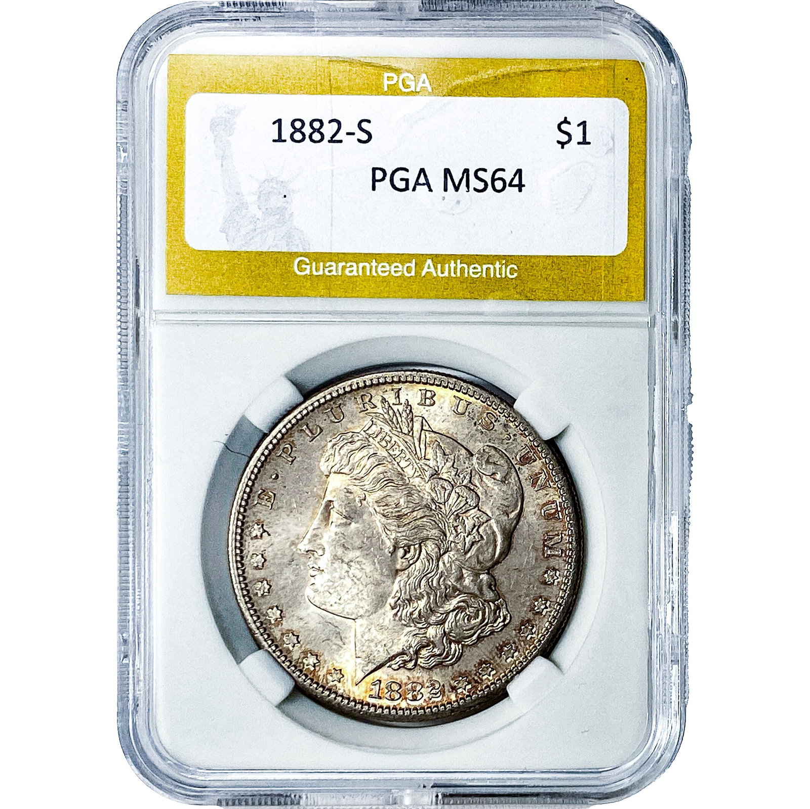 1882-S Morgan Silver Dollar PGA MS64: 1882-S Morgan Silver Dollar PGA MS64