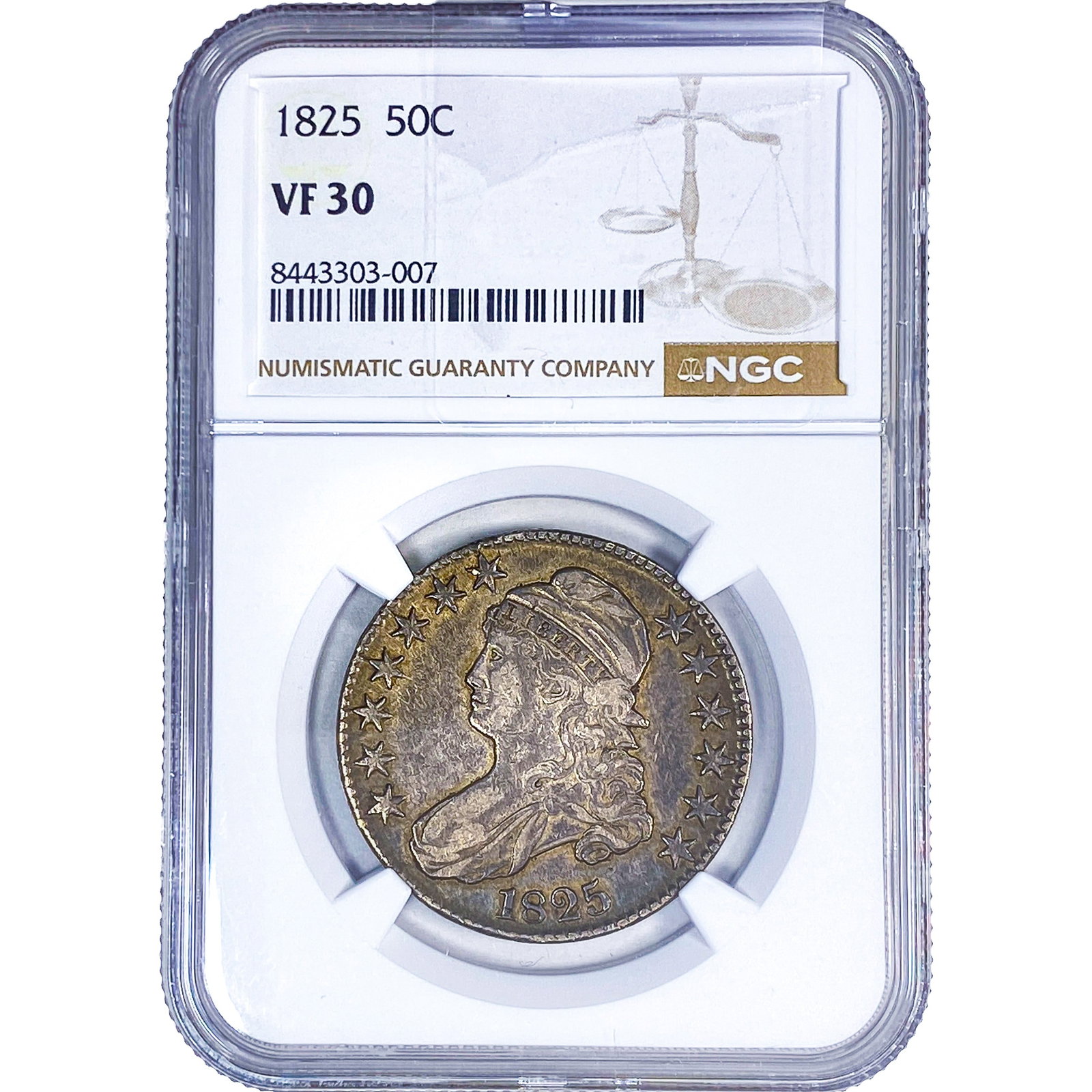 1825 Capped Bust Half Dollar NGC VF30: 1825 Capped Bust Half Dollar NGC VF30