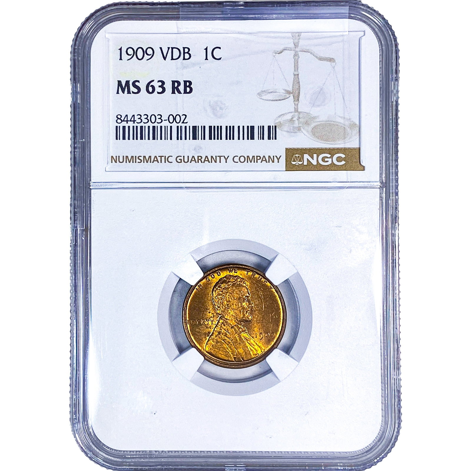 1909 VDB Wheat Cent NGC MS63 RB: 1909 VDB Wheat Cent NGC MS63 RB