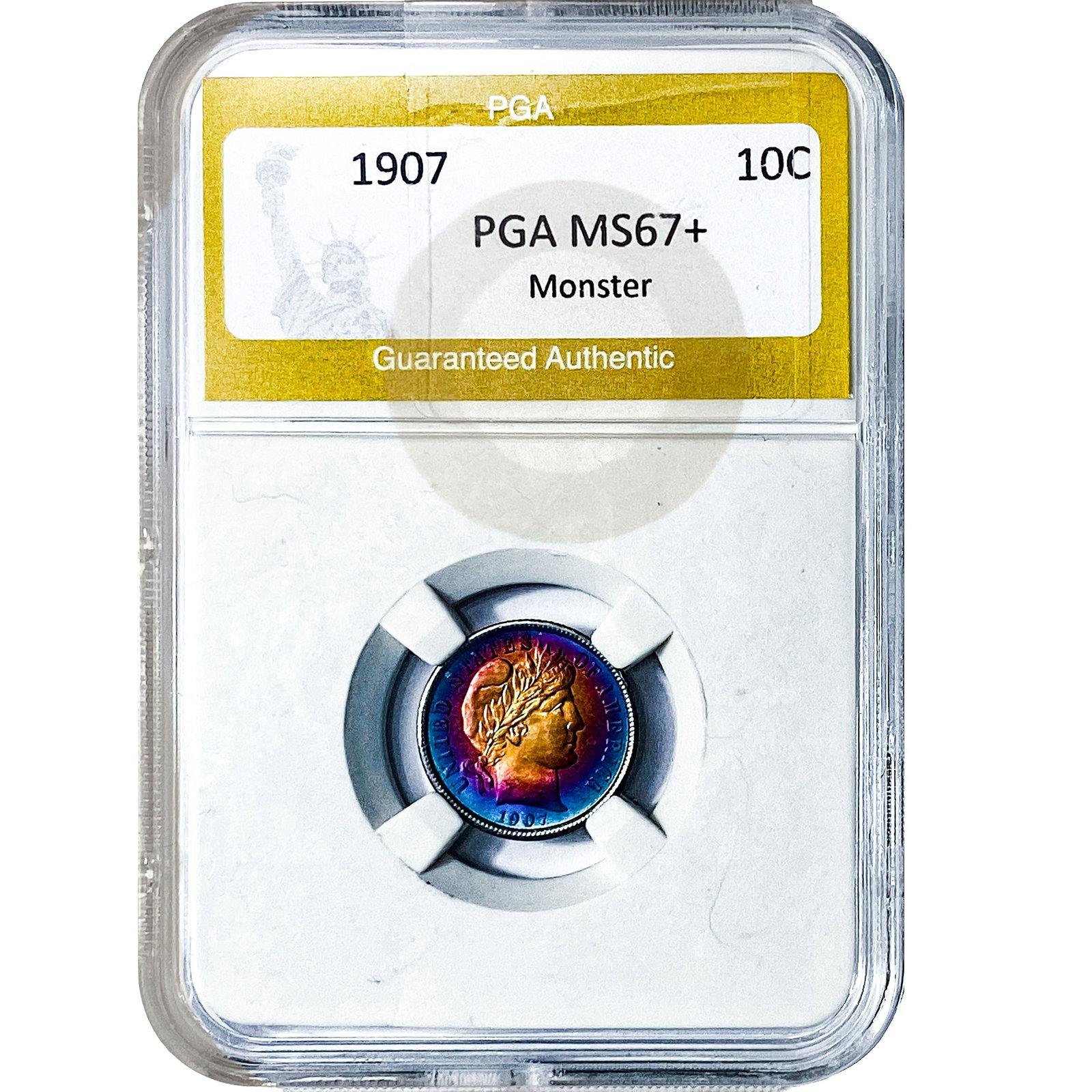 1907 Barber Dime PGA MS67+: 1907 Barber Dime PGA MS67+