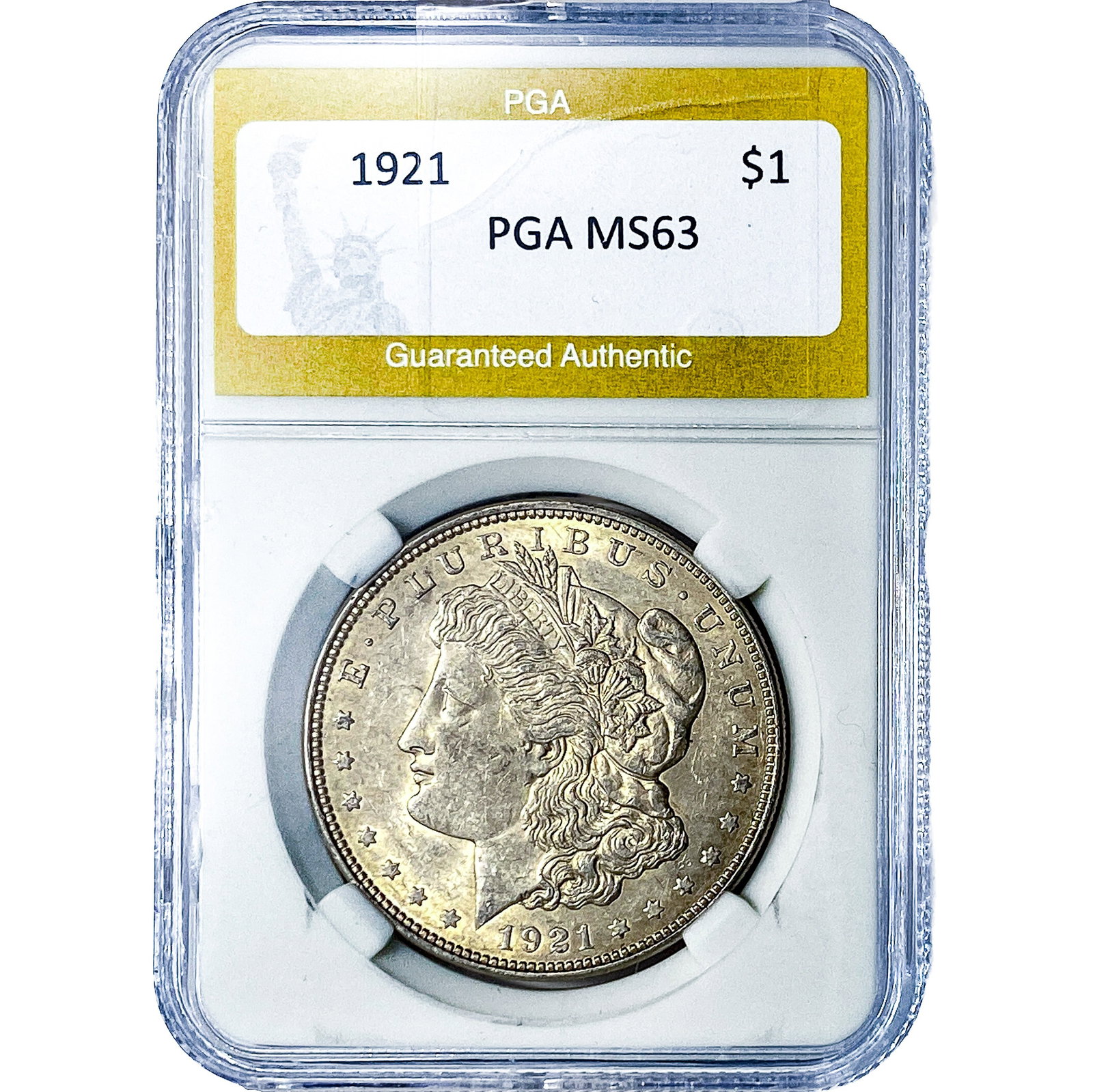 1921 Morgan Silver Dollar PGA MS63: 1921 Morgan Silver Dollar PGA MS63