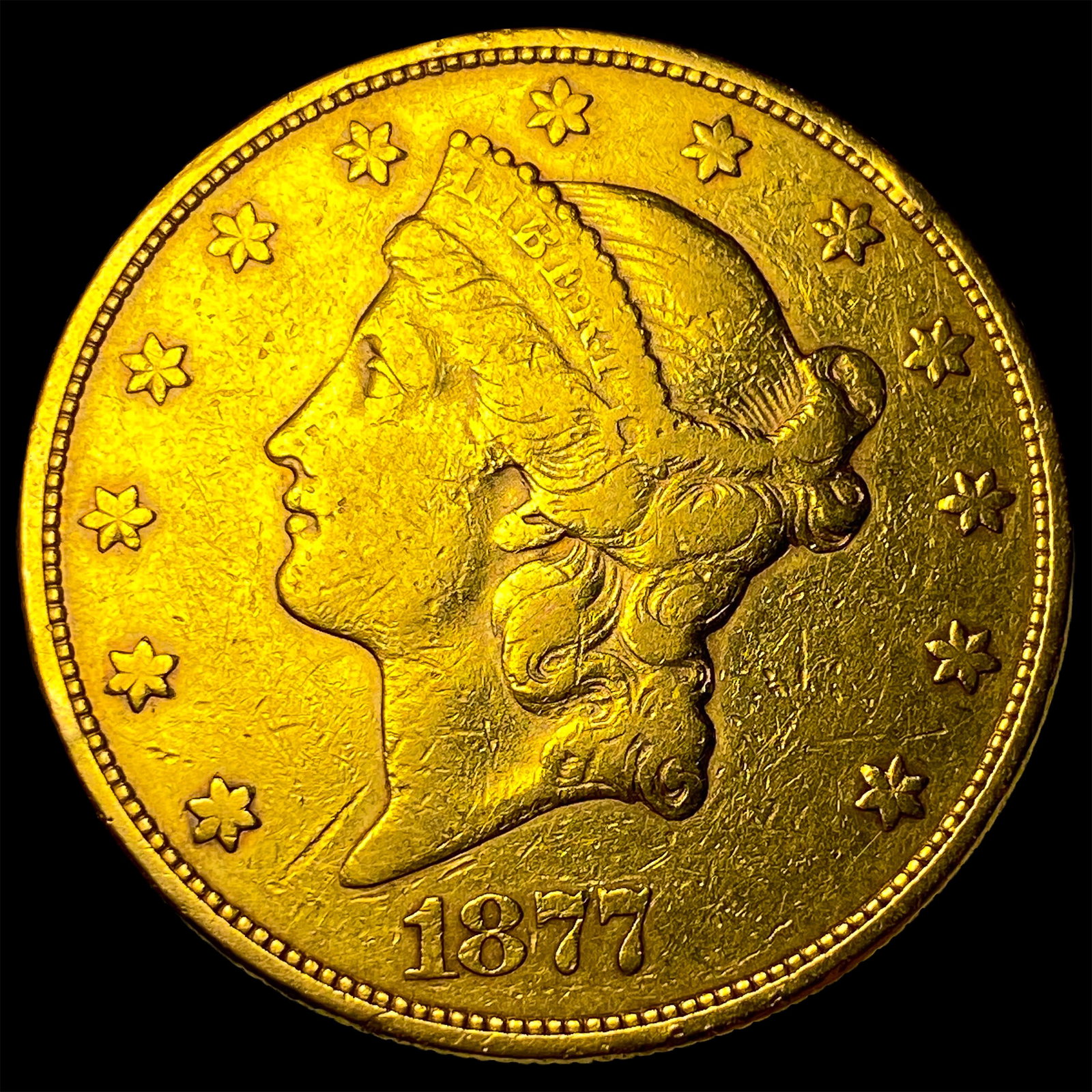 1877-S Liberty Head Double Eagle $20 Gold NEARLY UNCIRCULATED (1 of 2)
