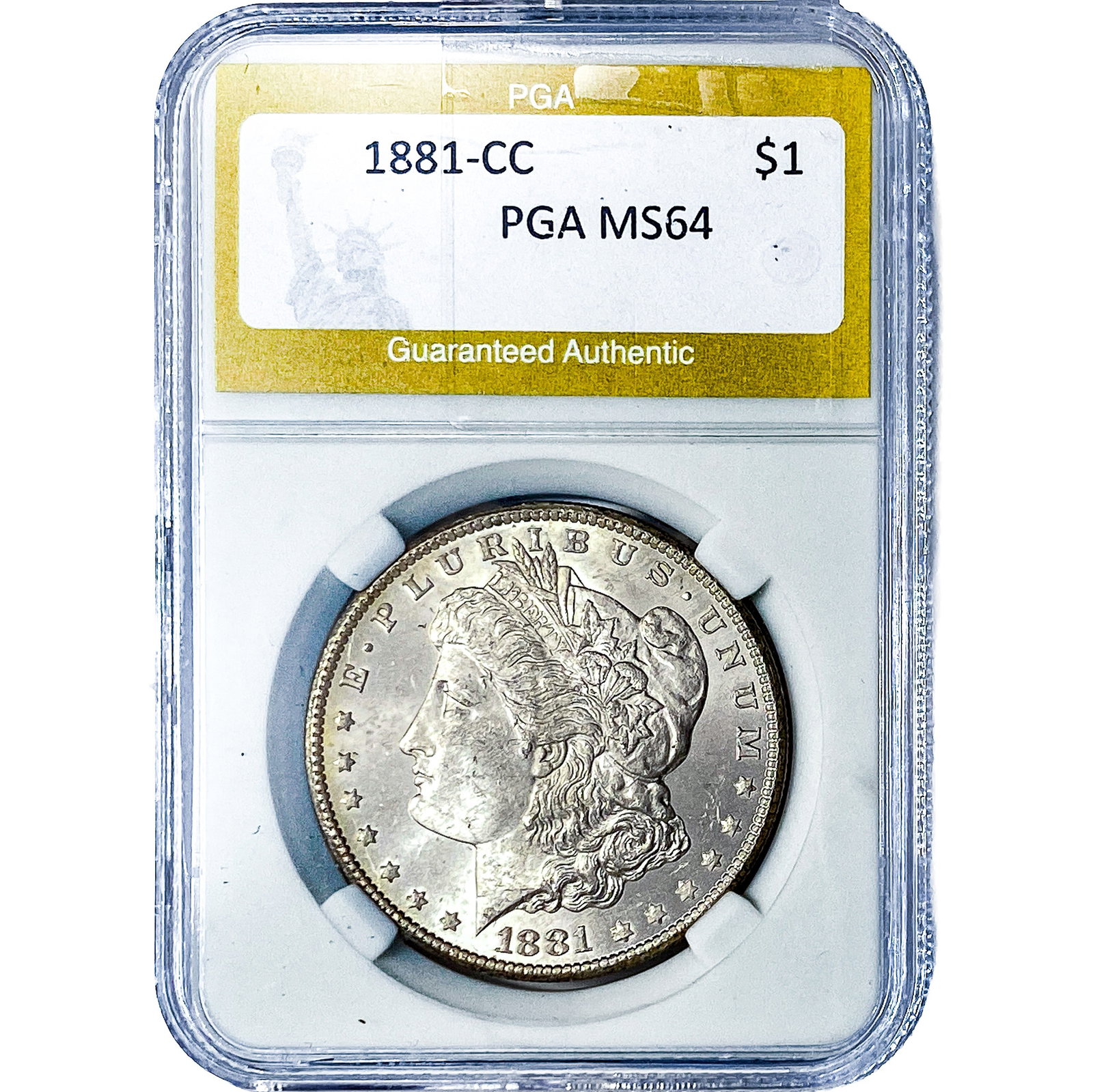 1881-CC Morgan Silver Dollar PGA MS64: 1881-CC Morgan Silver Dollar PGA MS64
