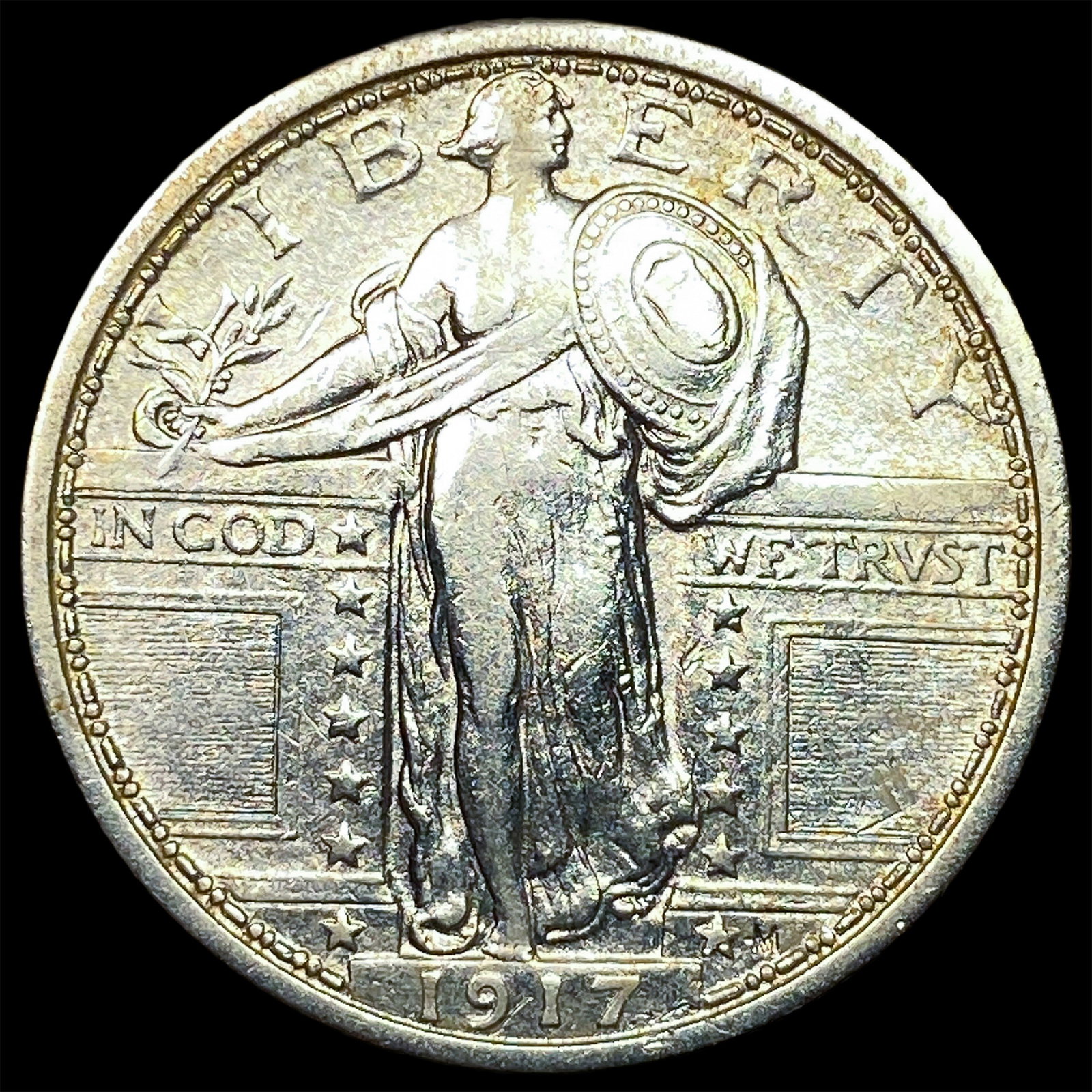 1917 Type 1 Standing Liberty Quarter CLOSELY UNCIRCULATED: 1917 Type 1 Standing Liberty Quarter CLOSELY UNCIRCULATED