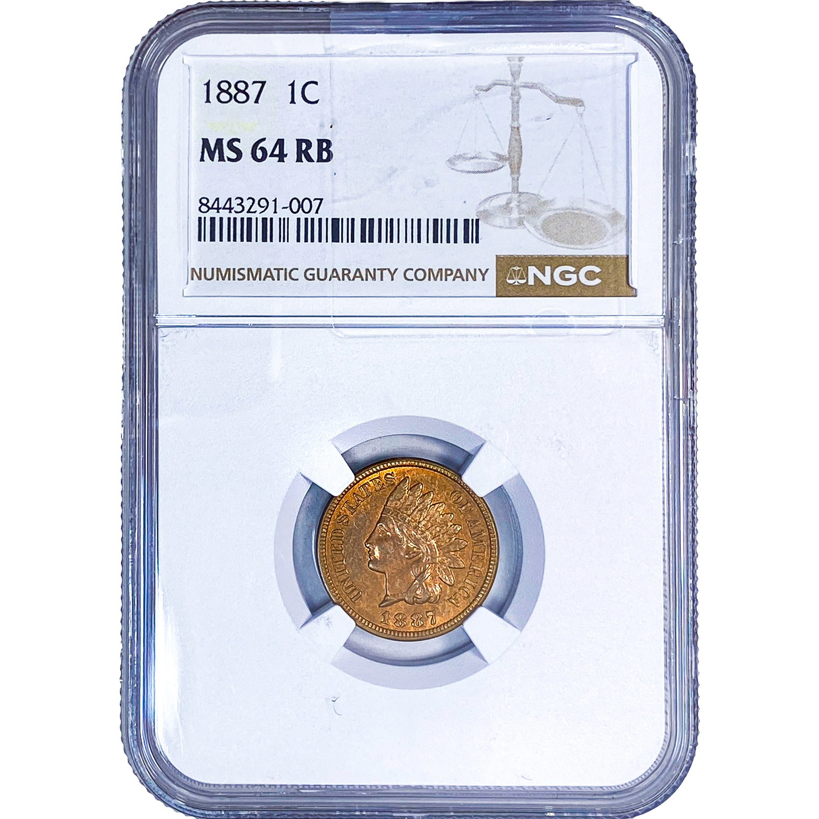 1887 Indian Head Cent NGC MS64 RB (1 of 2)