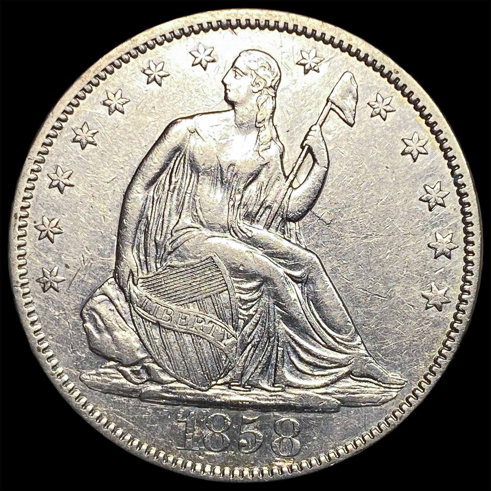 1858 Seated Liberty Half Dollar CLOSELY UNCIRCULATED (1 of 2)