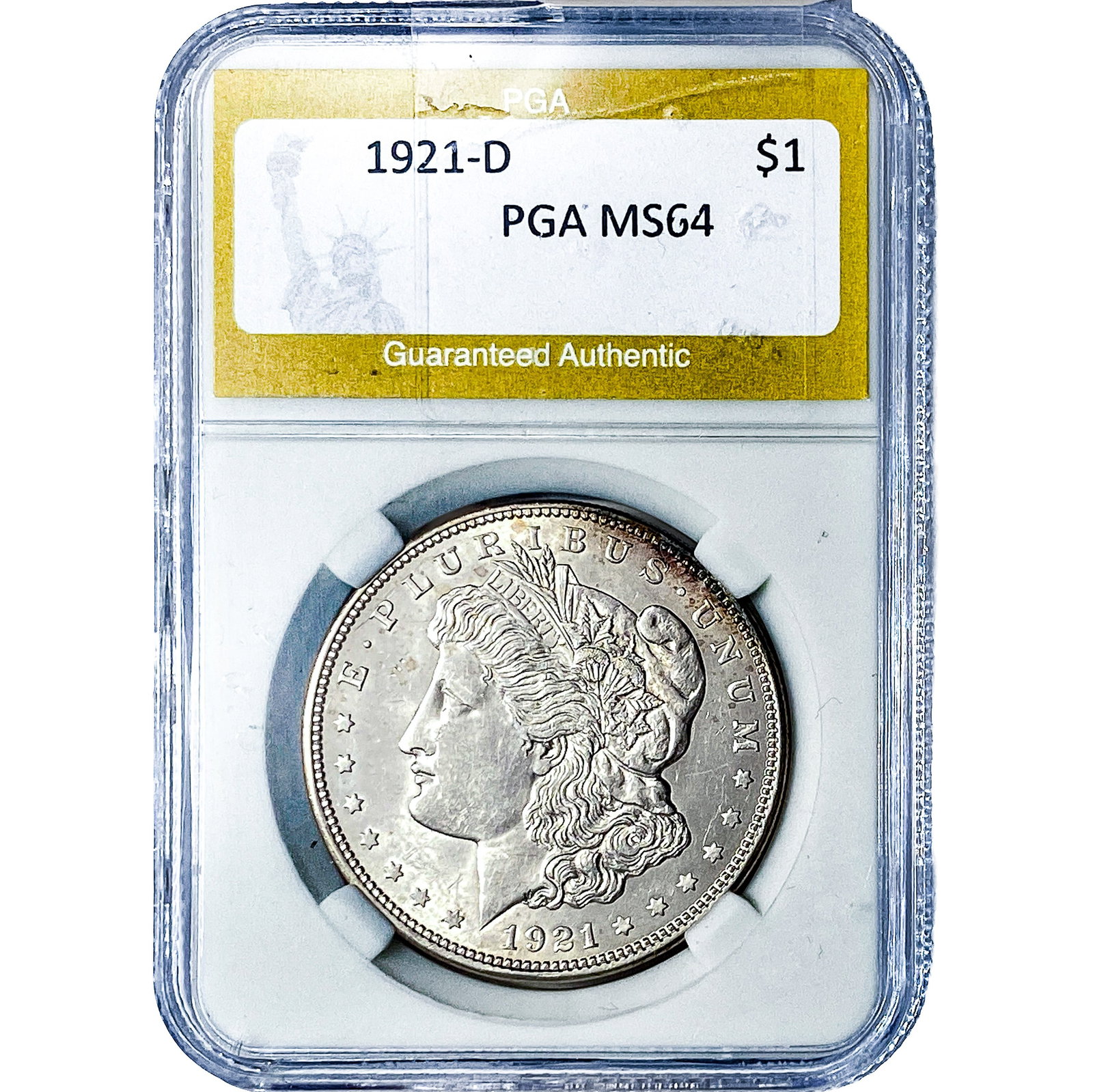 1921-D Morgan Silver Dollar PGA MS64: 1921-D Morgan Silver Dollar PGA MS64