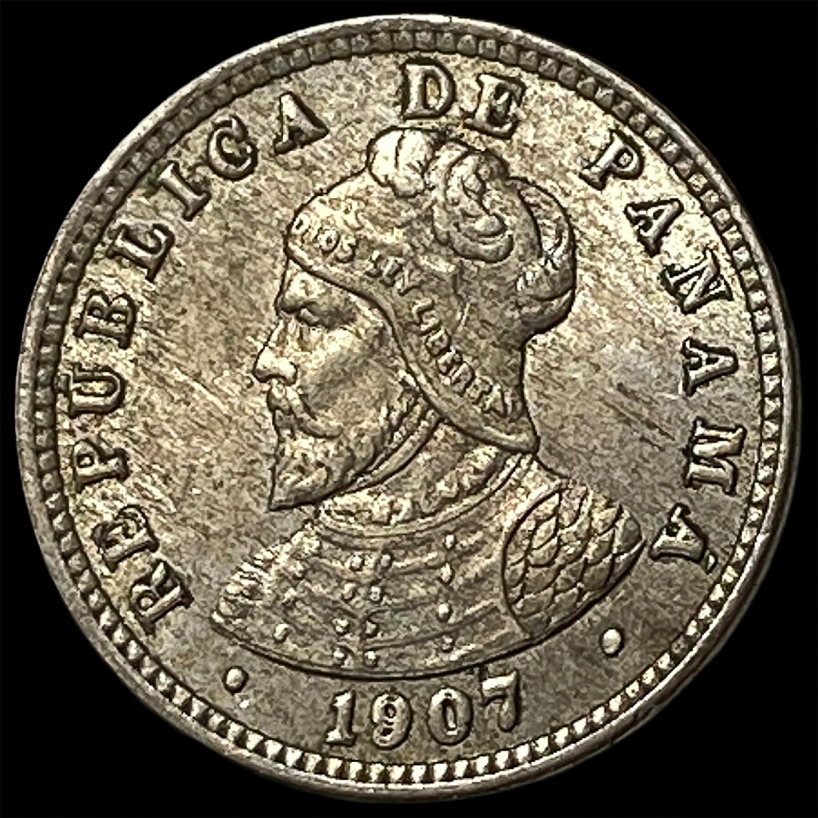 1907 Panama Copper Nickel 1/2 Centesimo: 1907 Panama Copper Nickel 1/2 Centesimo