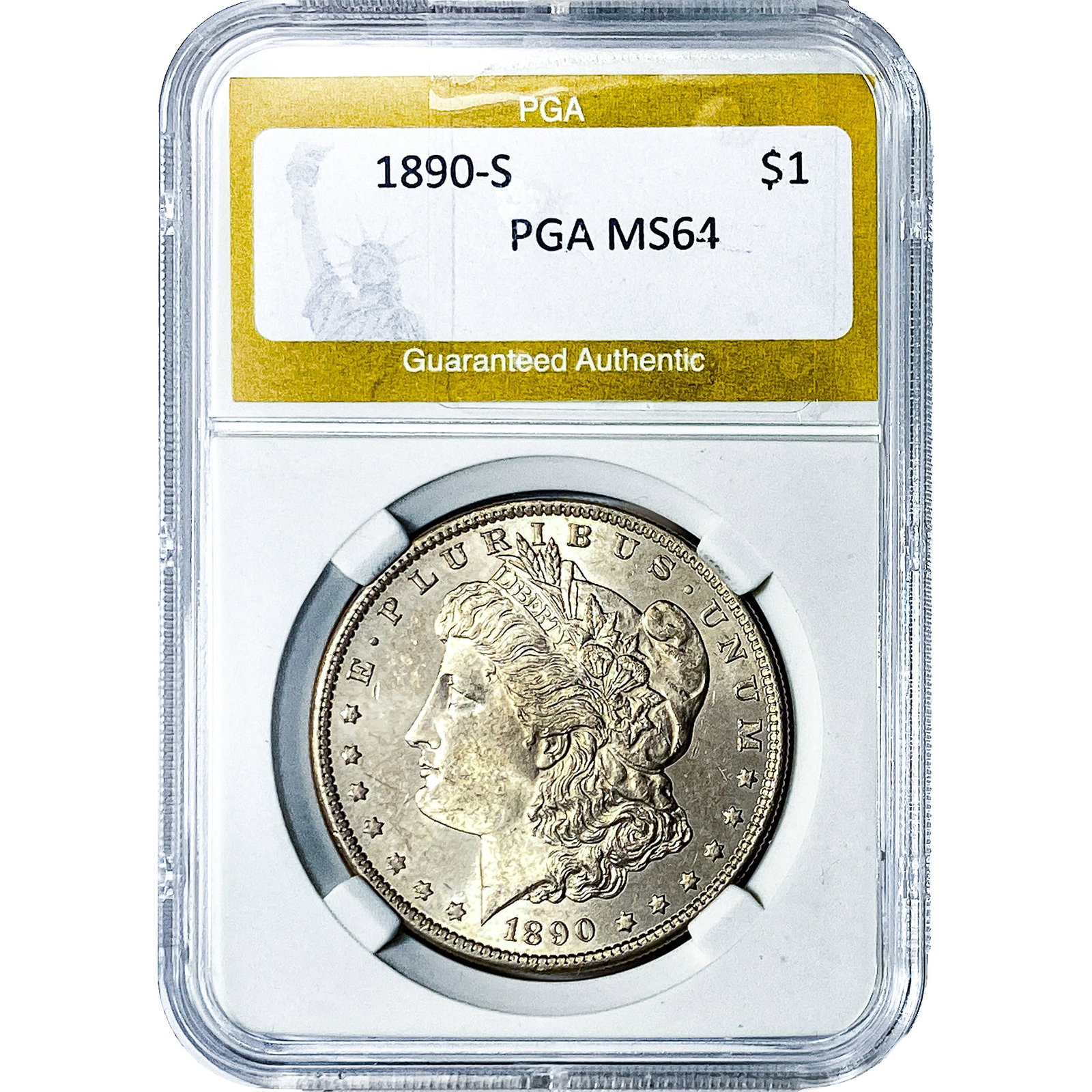 1890-S Morgan Silver Dollar PGA MS64: 1890-S Morgan Silver Dollar PGA MS64