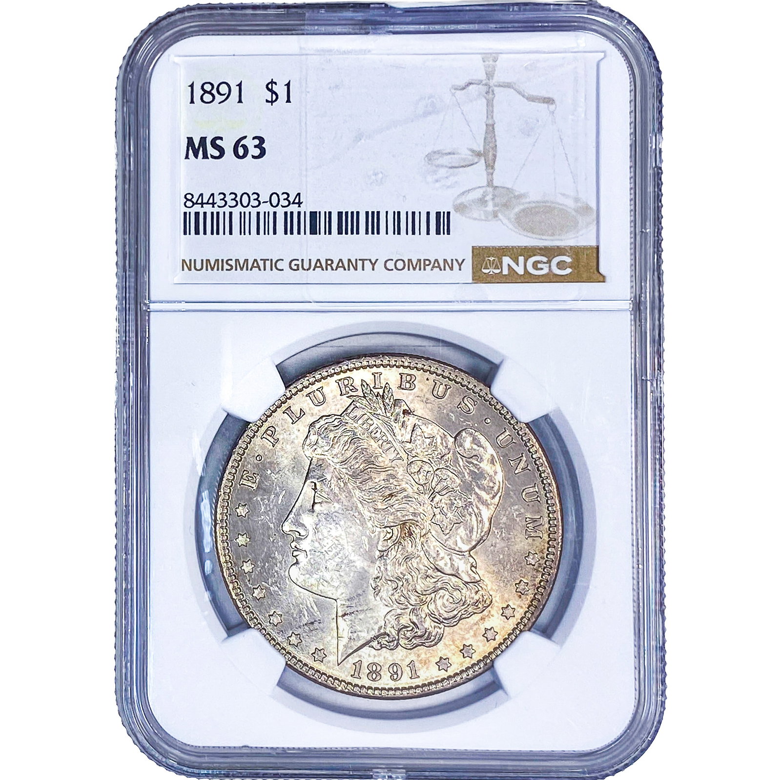 1891 Morgan Silver Dollar NGC MS63: 1891 Morgan Silver Dollar NGC MS63