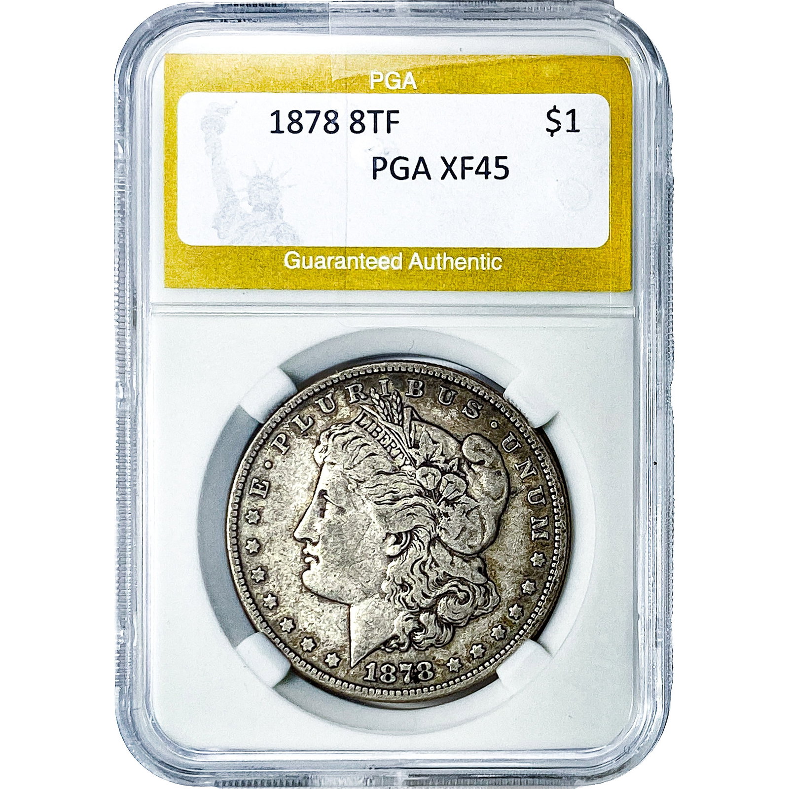 1878 8TF Morgan Silver Dollar PGA XF45: 1878 8TF Morgan Silver Dollar PGA XF45