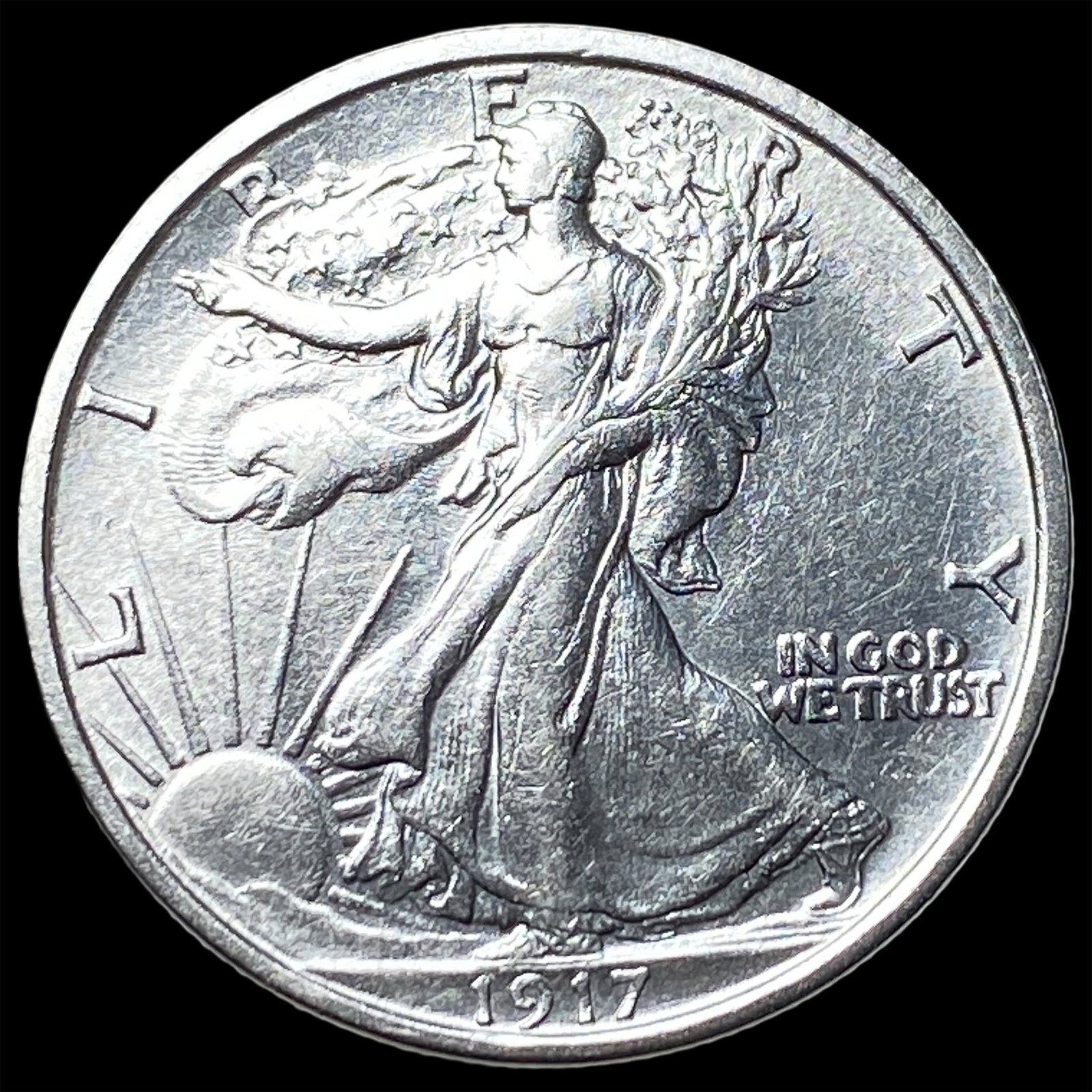1917-S Walking Liberty Half Dollar CLOSELY UNCIRCULATED: 1917-S Walking Liberty Half Dollar CLOSELY UNCIRCULATED