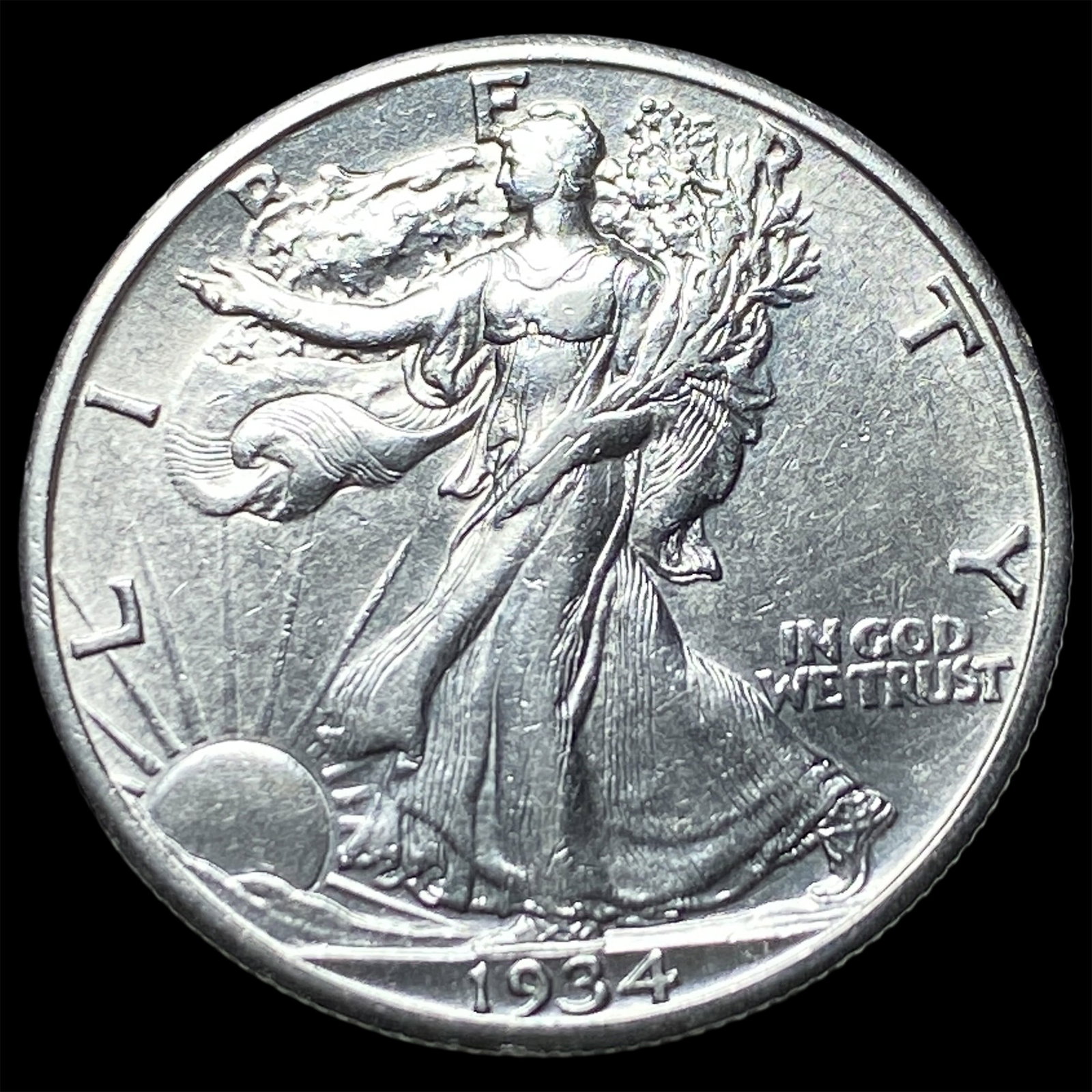 1934-S Silver Walking Liberty Half Dollar CLOSELY UNCIRCULATED: 1934-S Silver Walking Liberty Half Dollar CLOSELY UNCIRCULATED