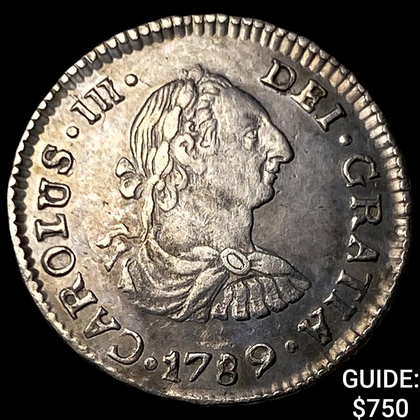 1789-PR Bolivia Charles IV Silver 1/2 Real: 1789-PR Bolivia Charles IV Silver 1/2 Real