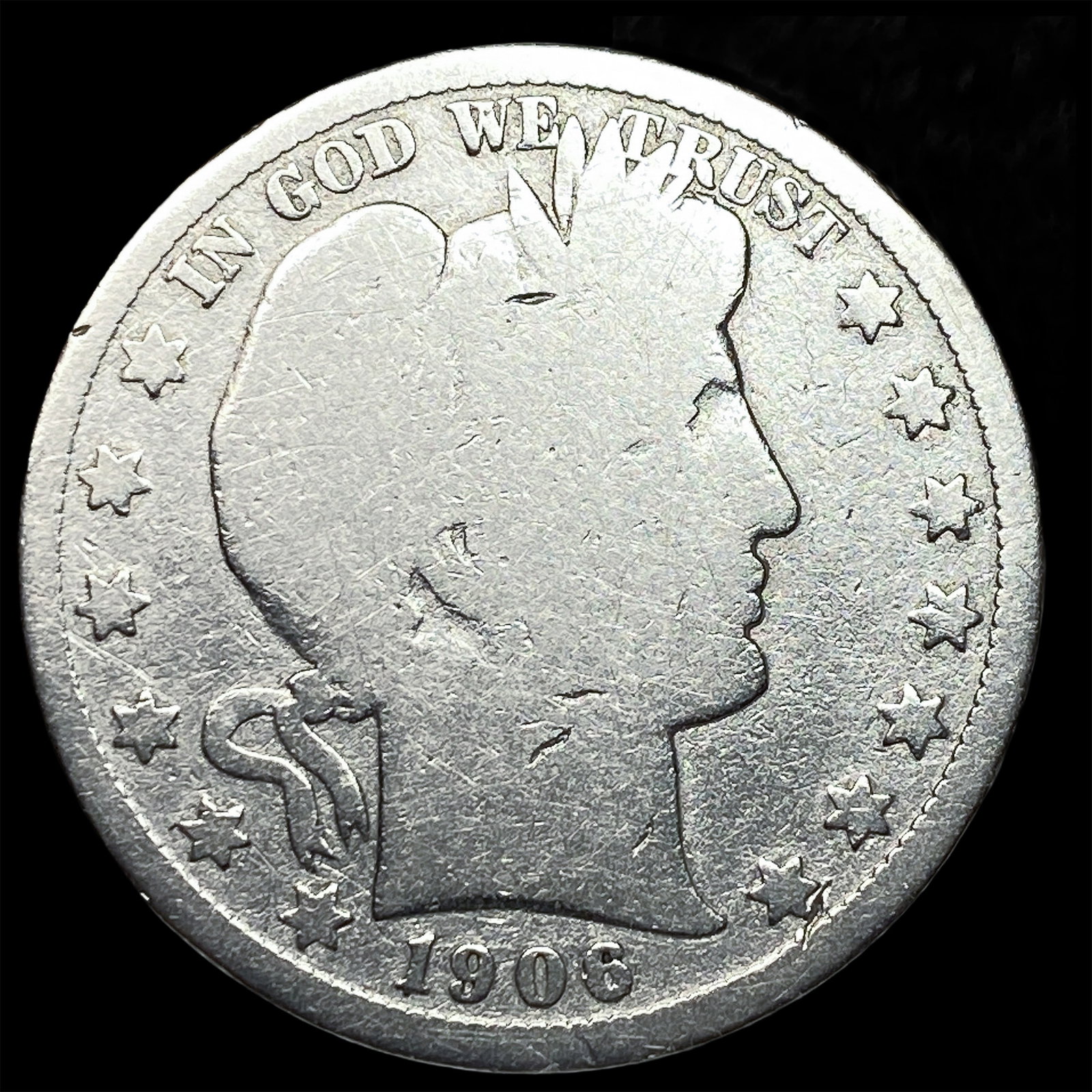1906-O Silver Barber Half Dollar NICELY CIRCULATED: 1906-O Silver Barber Half Dollar NICELY CIRCULATED