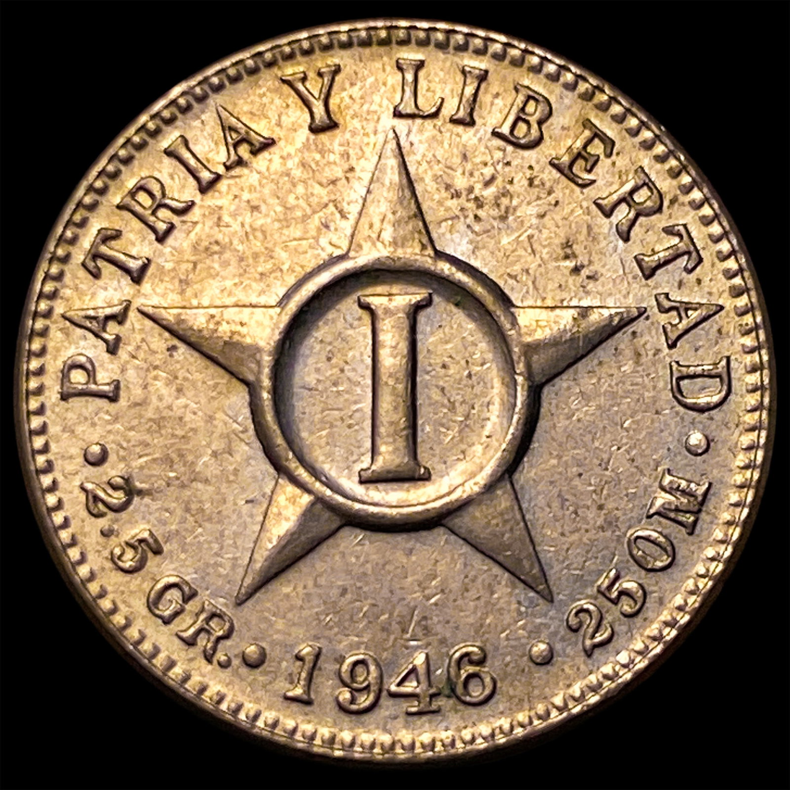 1946 Cuba Copper Nickel 1 Centavo (1 of 2)