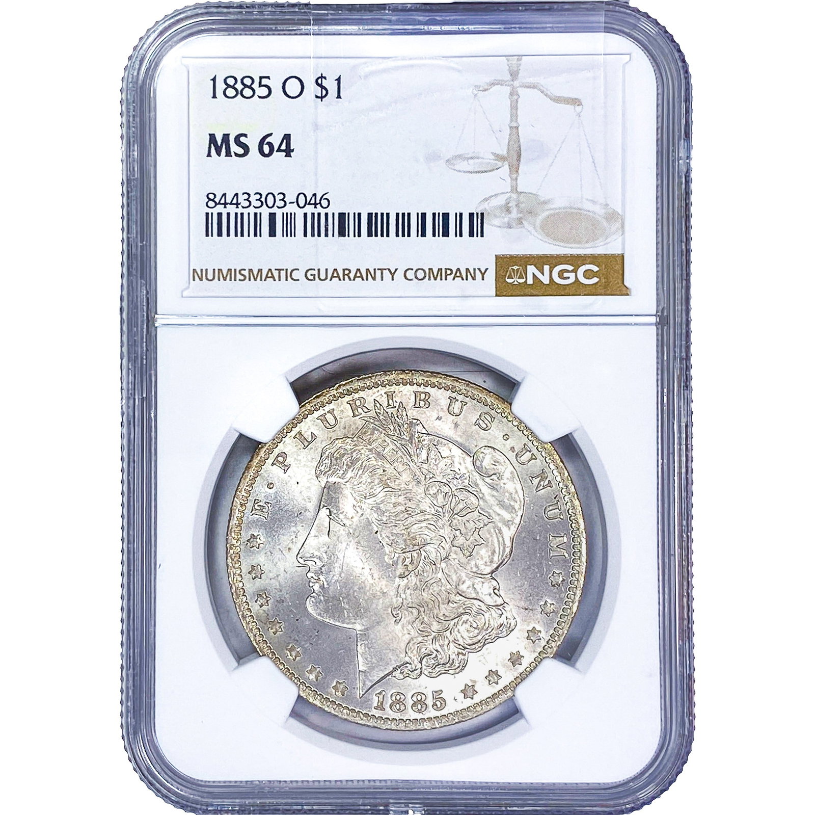 1885-O Morgan Silver Dollar NGC MS64: 1885-O Morgan Silver Dollar NGC MS64