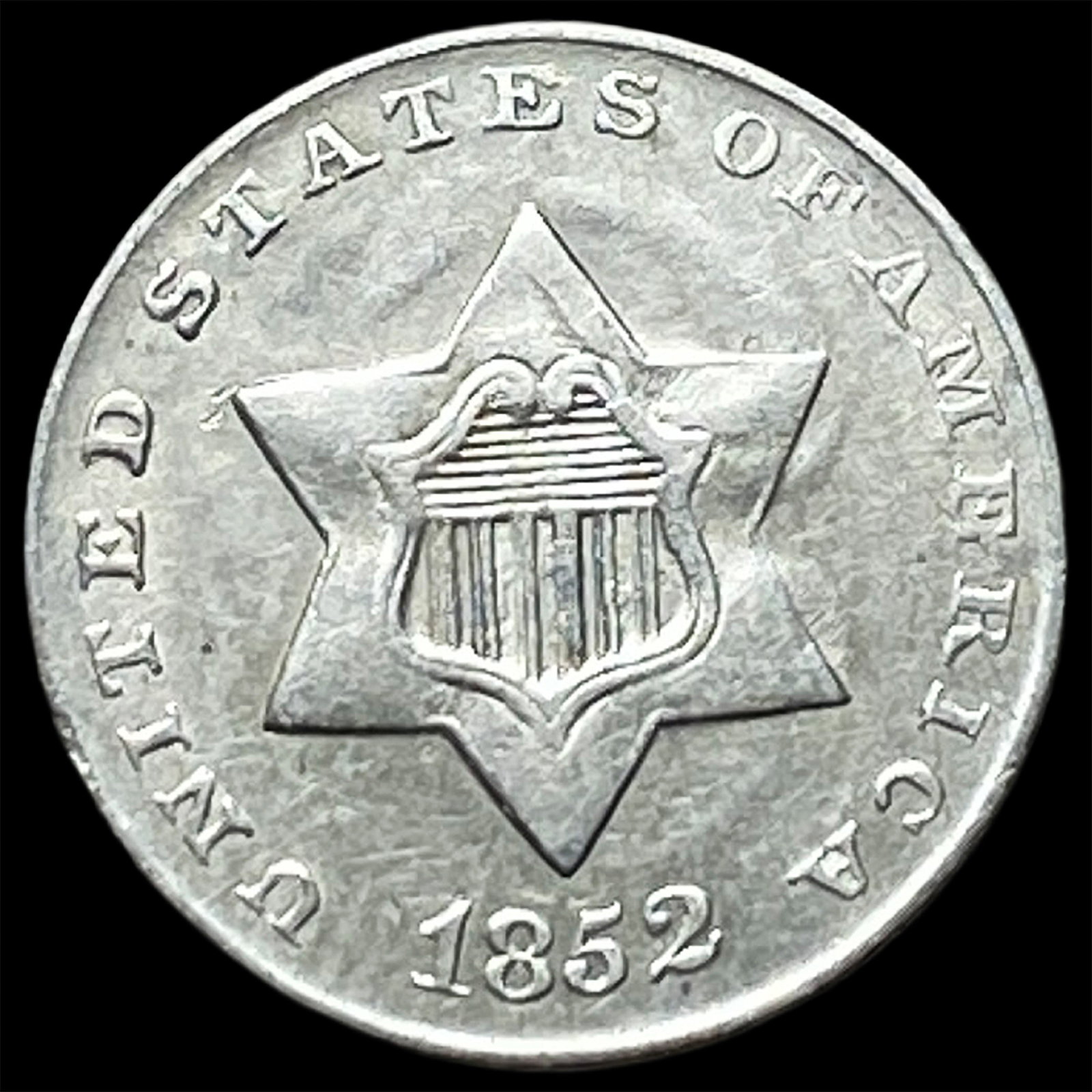 1852 Silver Three-Cent Piece UNCIRCULATED: 1852 Silver Three-Cent Piece UNCIRCULATED