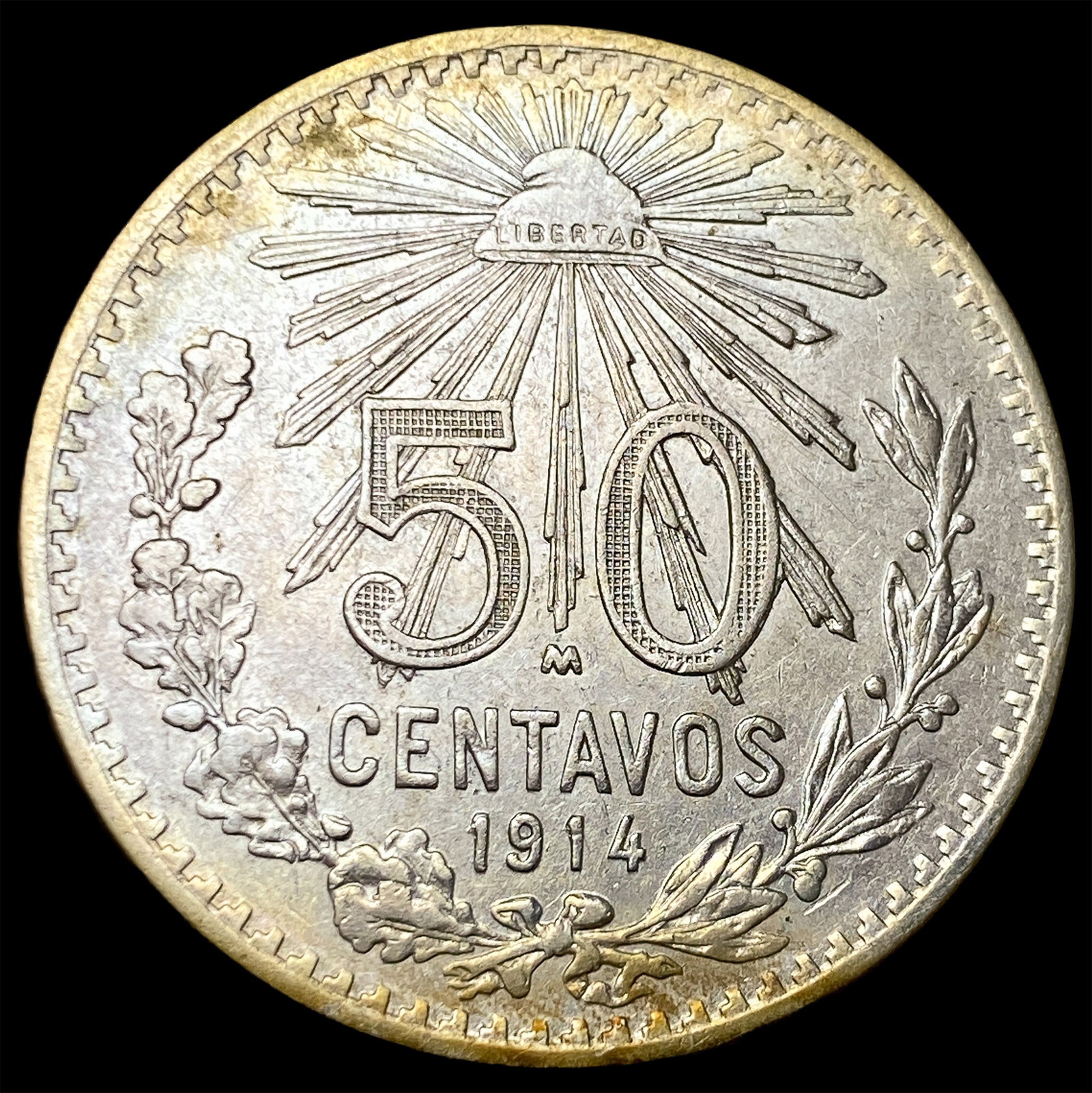 1914 Mexico Silver 50 Centavos: 1914 Mexico Silver 50 Centavos