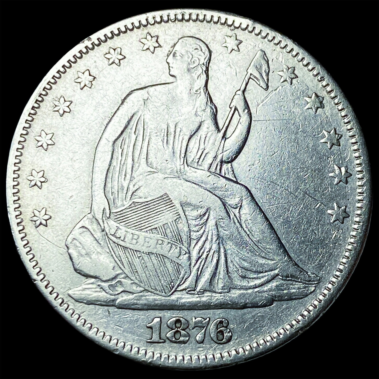 1876 Silver Seated Liberty Half Dollar CLOSELY UNCIRCULATED: 1876 Silver Seated Liberty Half Dollar CLOSELY UNCIRCULATED
