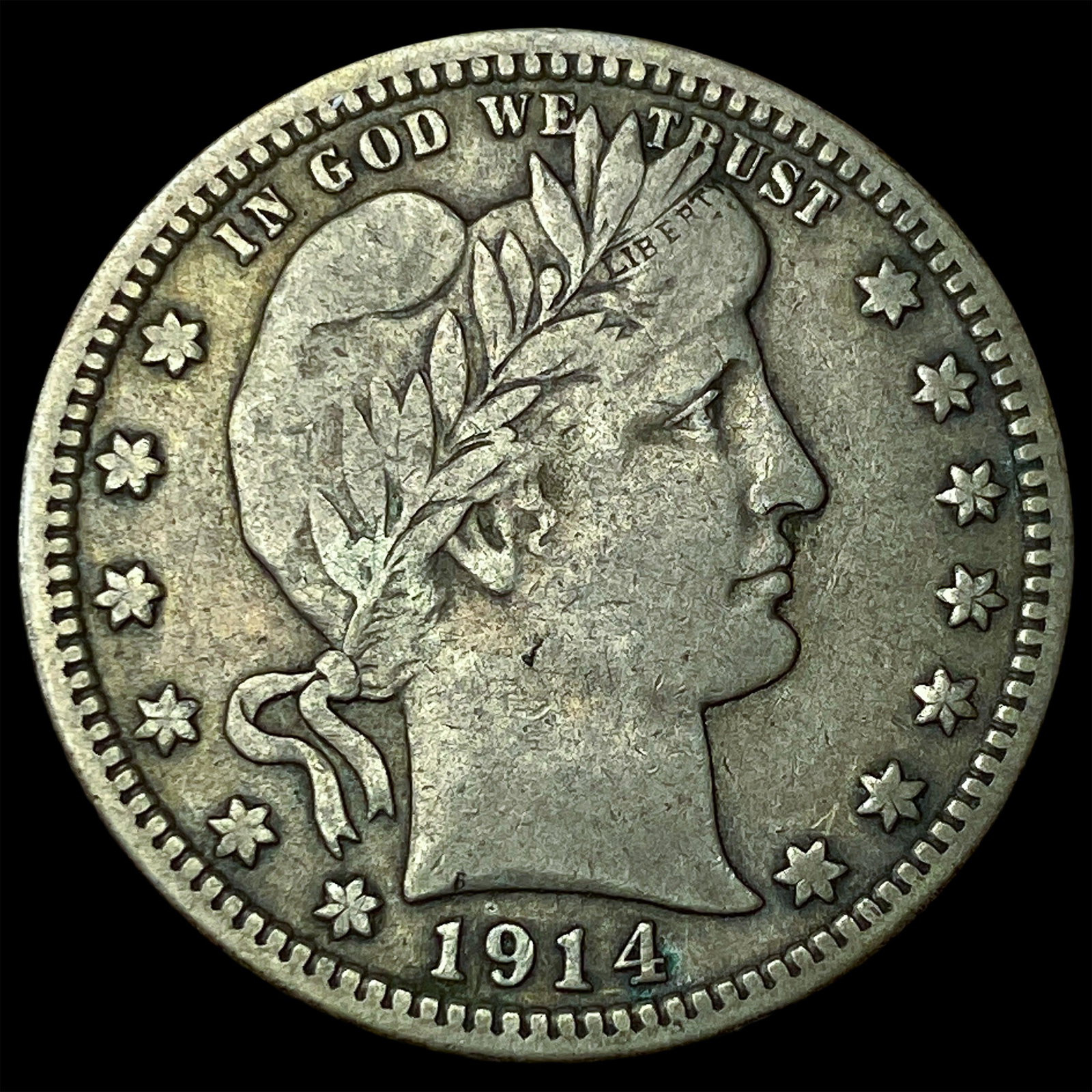 1914 Silver Barber Quarter NEARLY UNCIRCULATED (1 of 2)