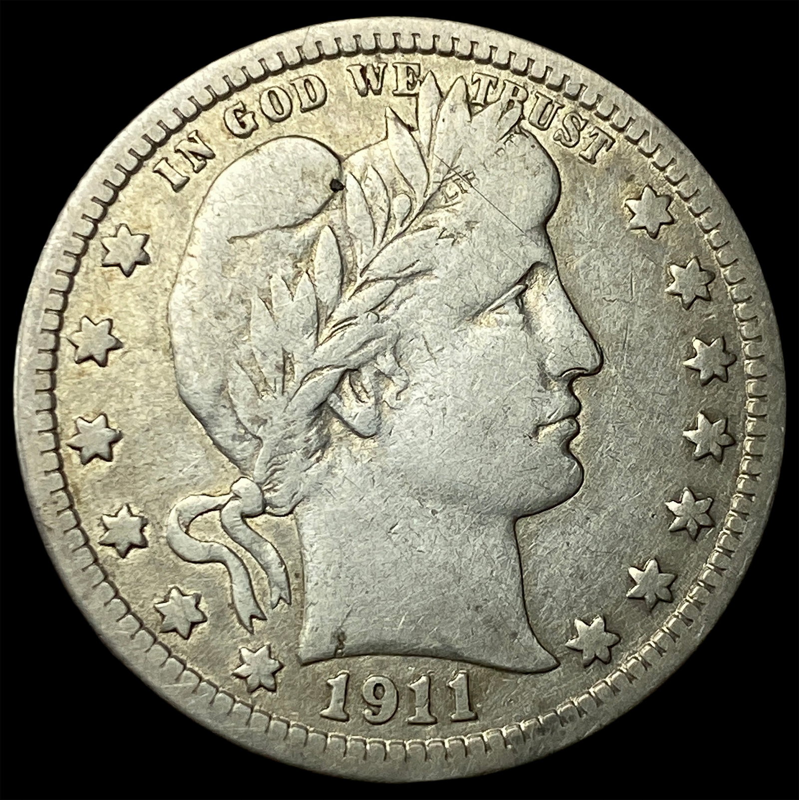 1911 Silver Barber Quarter NEARLY UNCIRCULATED (1 of 2)