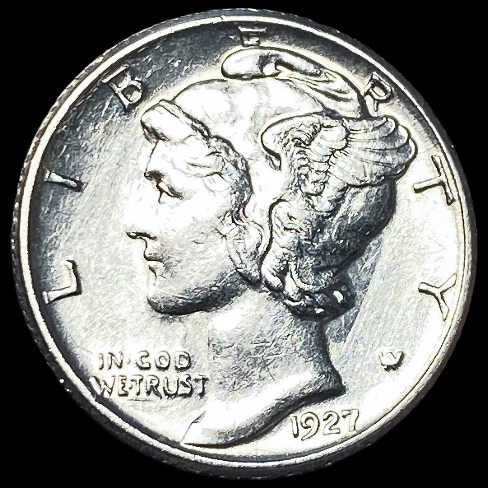 1927-S Silver Mercury Dime CLOSELY UNCIRCULATED: 1927-S Silver Mercury Dime CLOSELY UNCIRCULATED