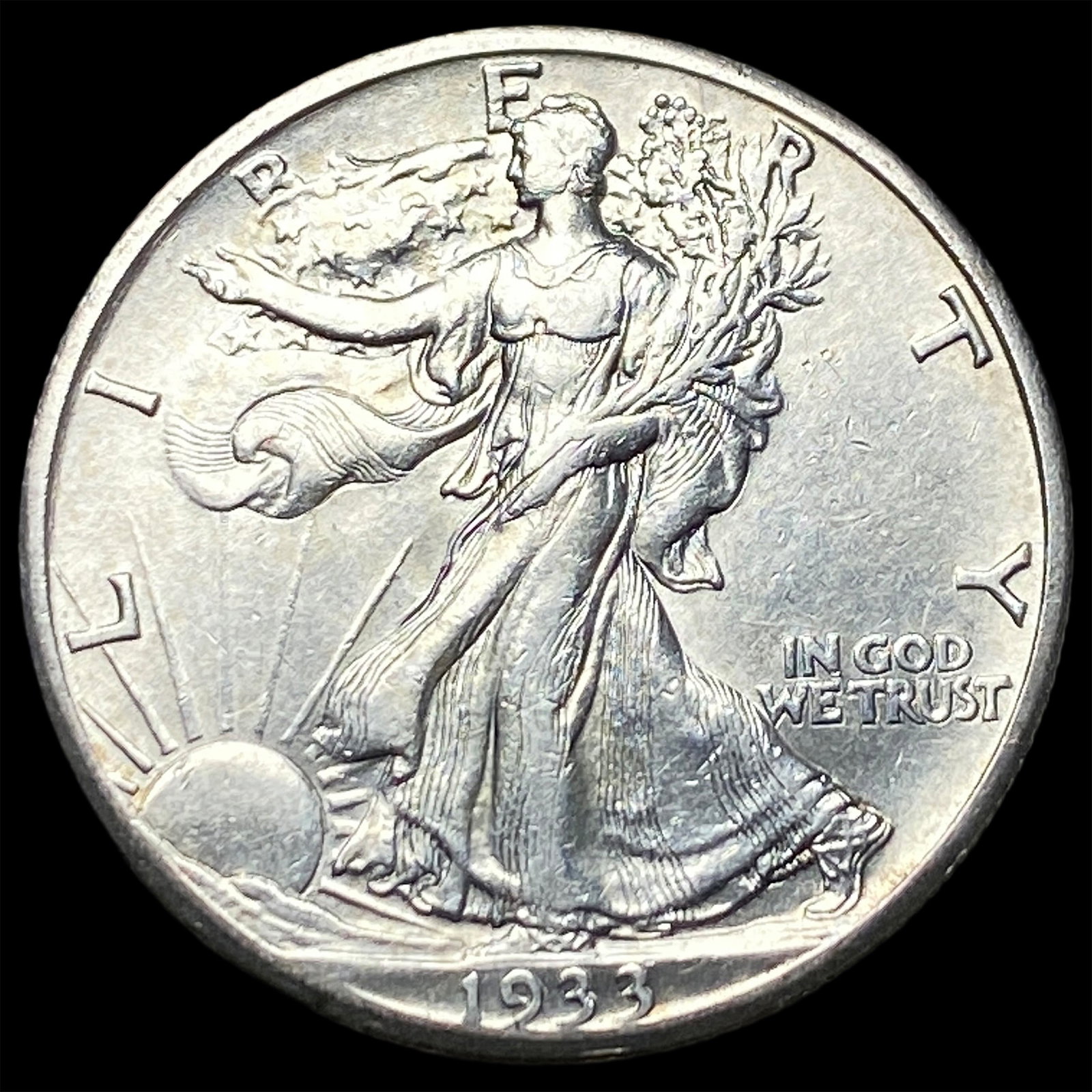 1933-S Silver Walking Liberty Half Dollar CLOSELY UNCIRCULATED: 1933-S Silver Walking Liberty Half Dollar CLOSELY UNCIRCULATED