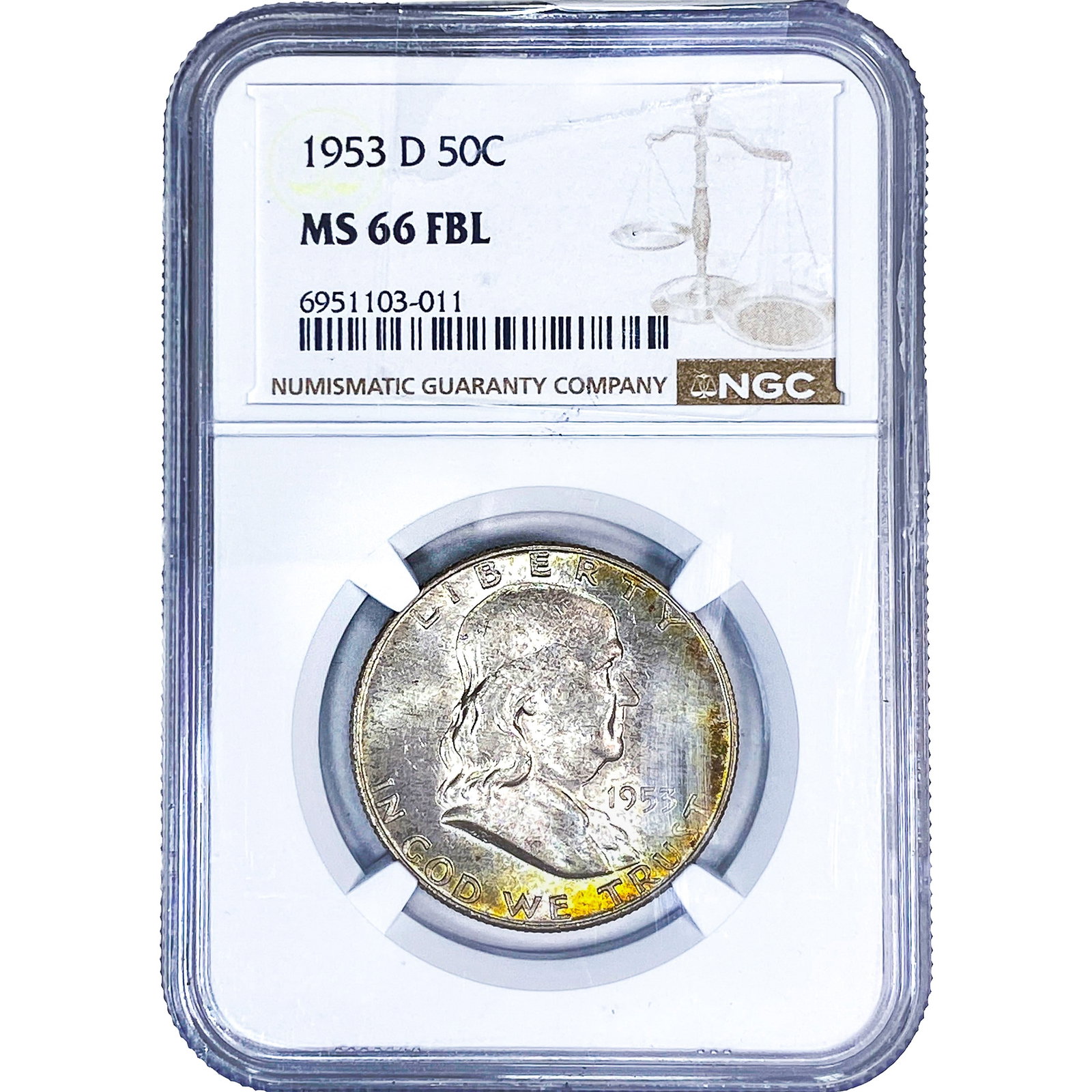 1953-D Franklin Half Dollar NGC MS66 FBL (1 of 2)