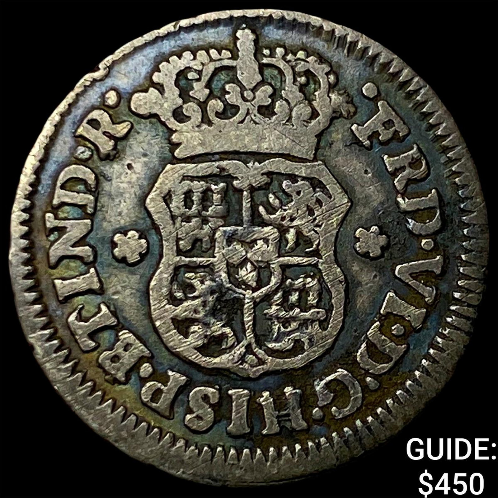 1758 M Mexico Ferdinand VI Silver 1/2 Real: 1758 M Mexico Ferdinand VI Silver 1/2 Real
