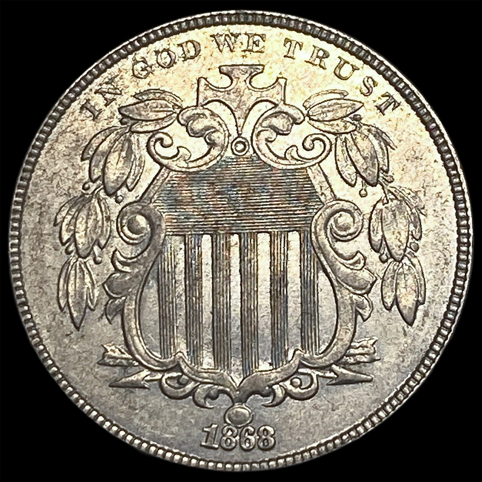 1868 Shield Nickel CLOSELY UNCIRCULATED: 1868 Shield Nickel CLOSELY UNCIRCULATED