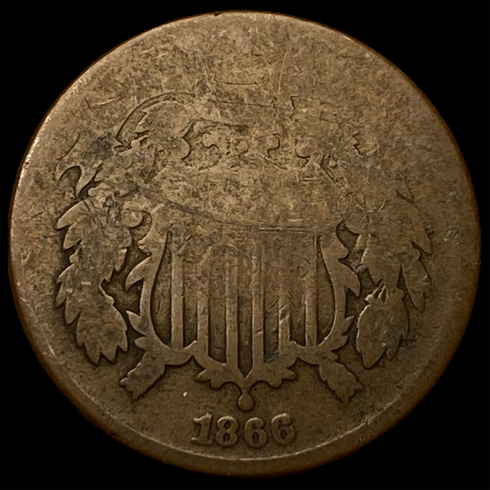 1866 TWO cent NICELY CIRCULATED (1 of 2)