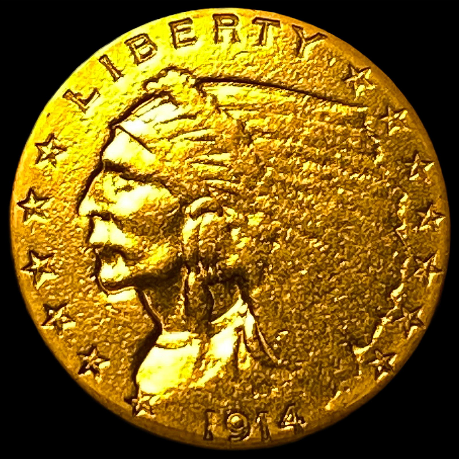 1914-D Indian Head Gold $2.50 Quarter Eagle CLOSELY UNCIRCULATED (1 of 2)
