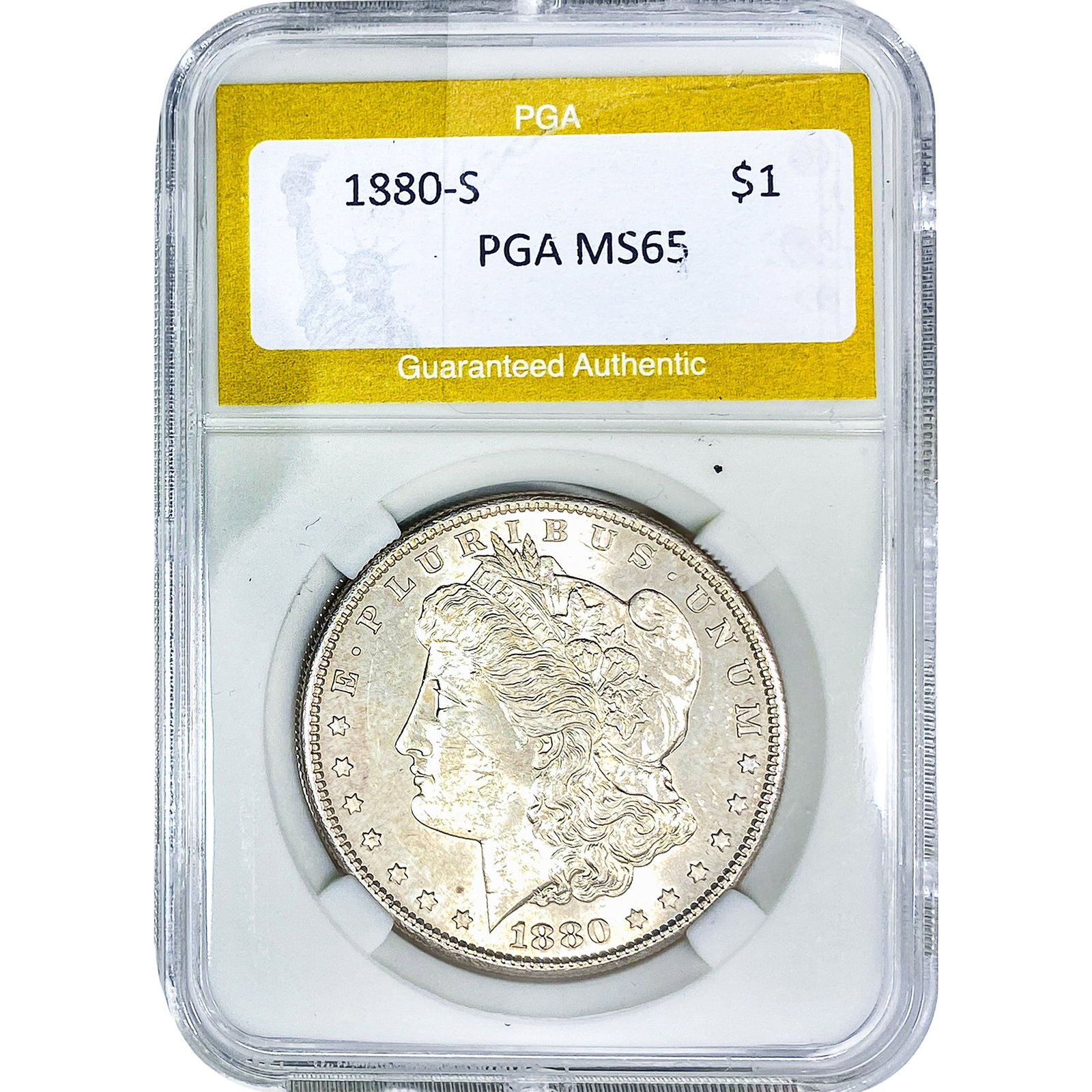 1880-S Morgan Silver Dollar PGA MS65: 1880-S Morgan Silver Dollar PGA MS65
