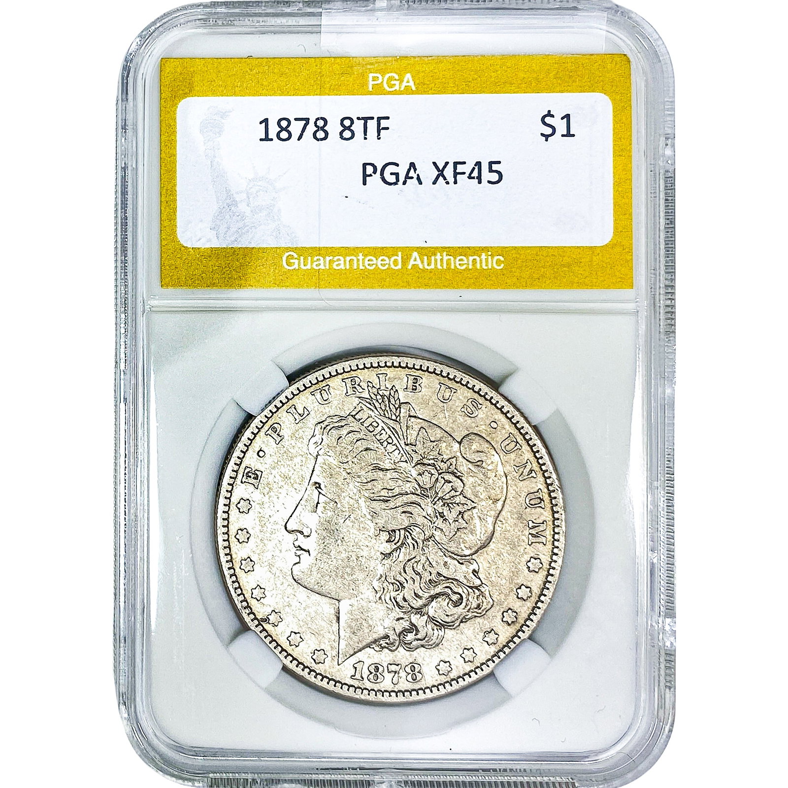 1878 8TF Morgan Silver Dollar PGA XF45: 1878 8TF Morgan Silver Dollar PGA XF45