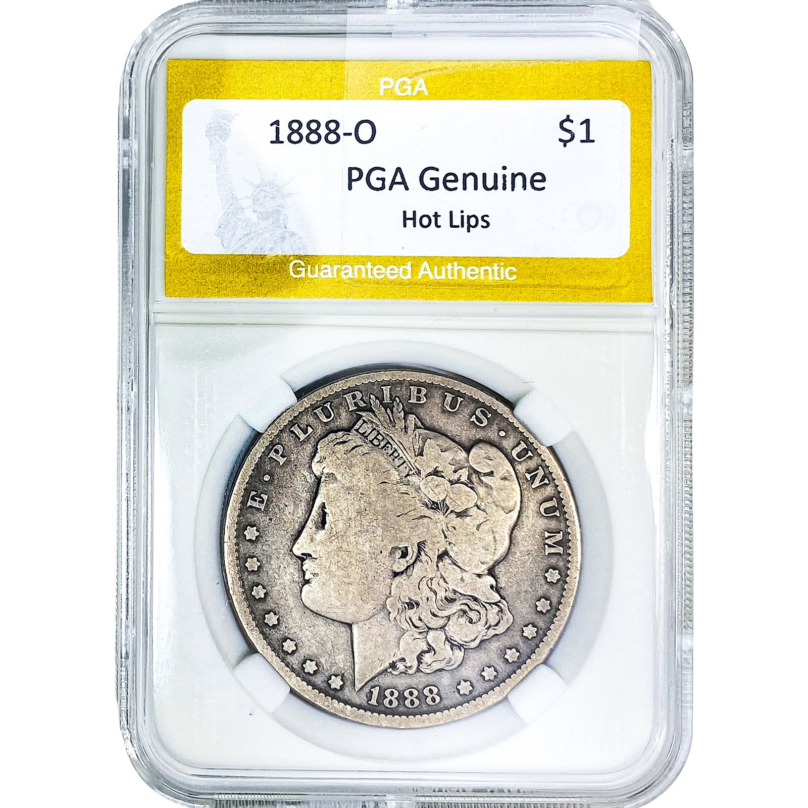 1888-O Morgan Silver Dollar PGA G Hot Lips: 1888-O Morgan Silver Dollar PGA G Hot Lips